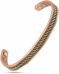 MagnetRX Women’s Inlay Silver & Gold Wire Copper Magnetic Therapy Bracelet Bangle — main product shot
