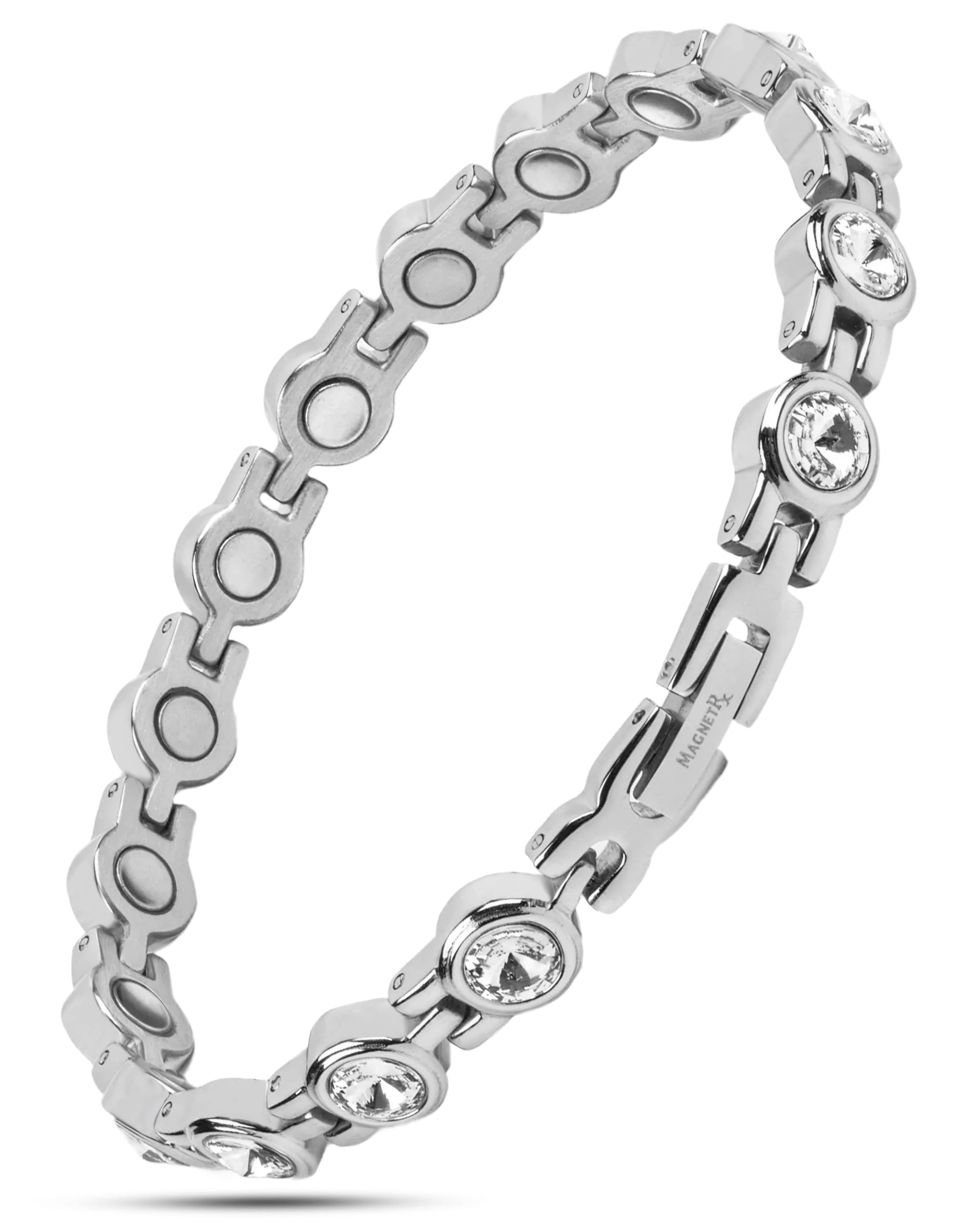 MagnetRX Women's Silver Crystal Magnetic Therapy Bracelet — main product shot