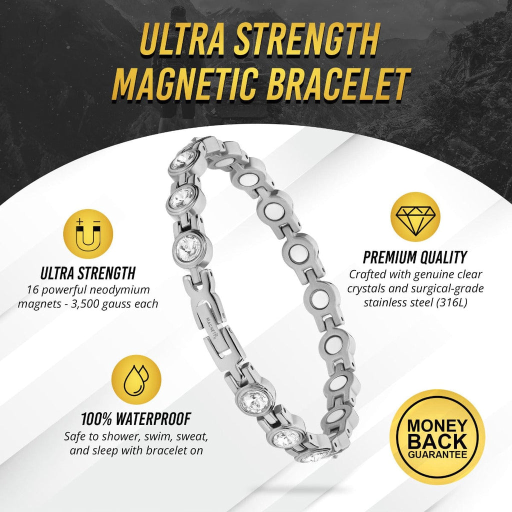 MagnetRX Women's Silver Crystal Magnetic Therapy Bracelet — bracelet category context