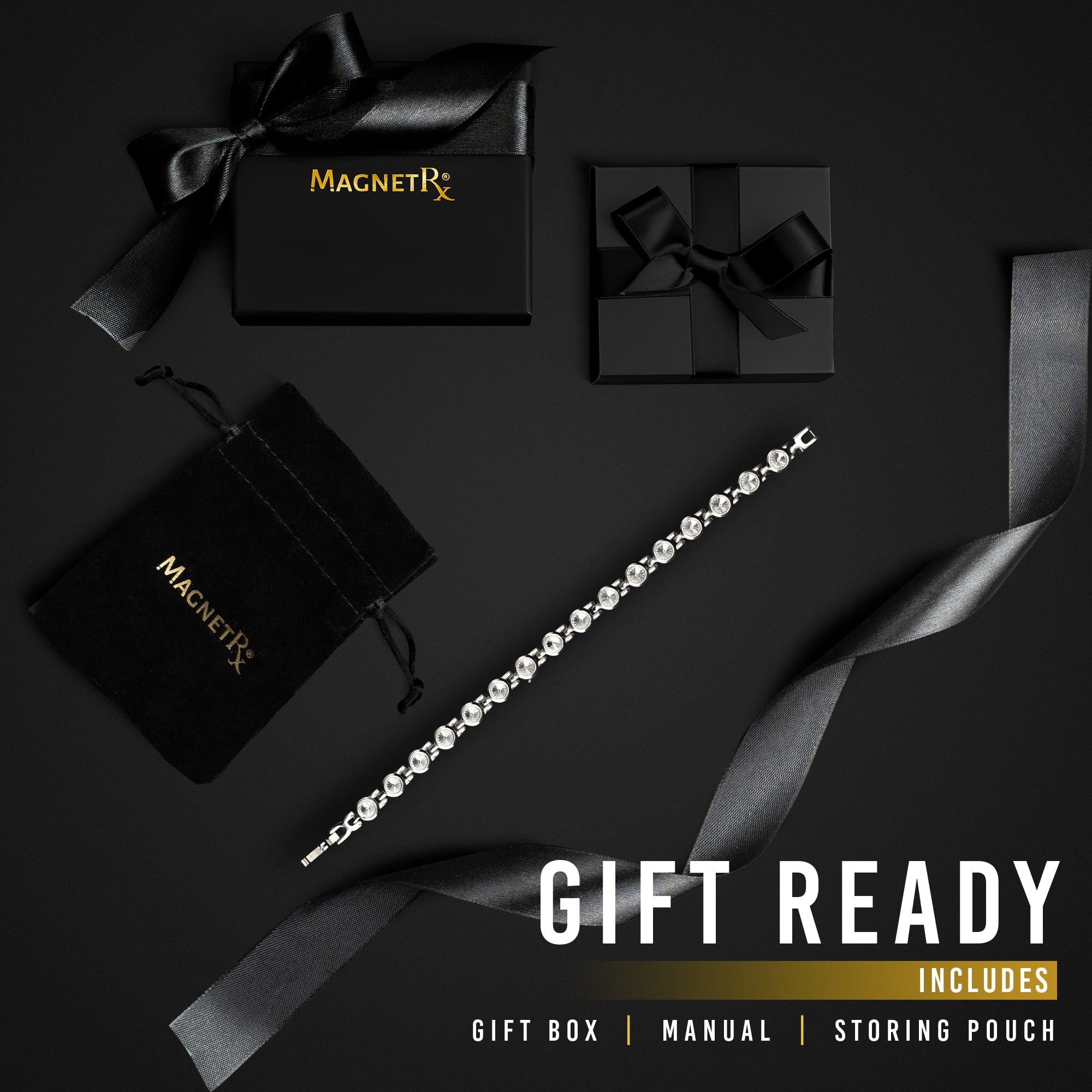 MagnetRX Women's Silver Crystal Magnetic Therapy Bracelet — detail shot 8