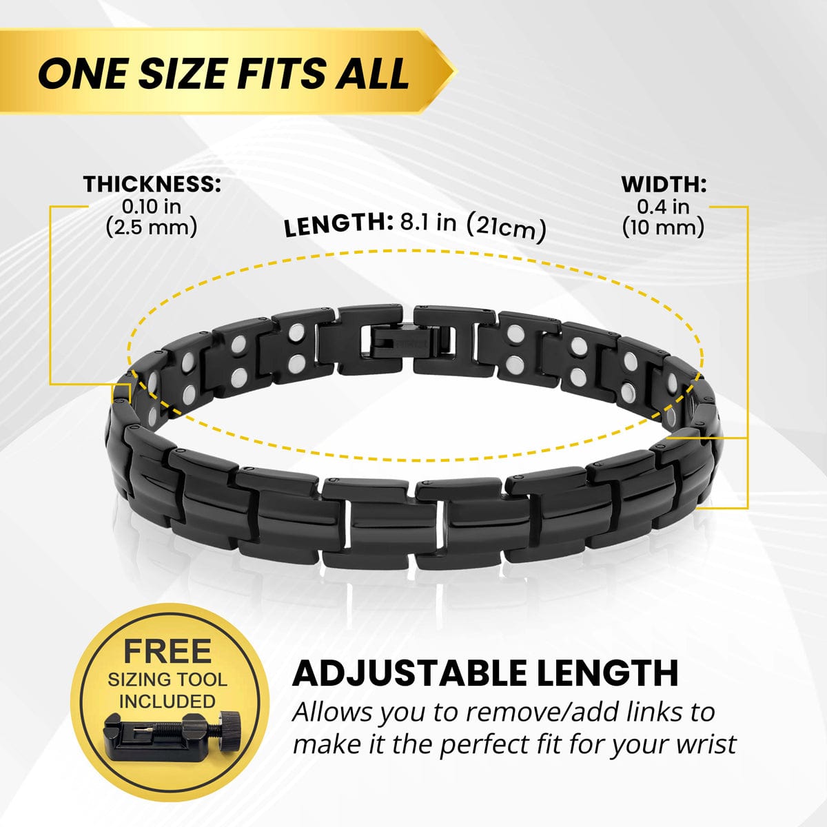 MagnetRX Women's Ultra Strength Magnetic Therapy Bracelet Black Titanium — lifestyle worn / used context