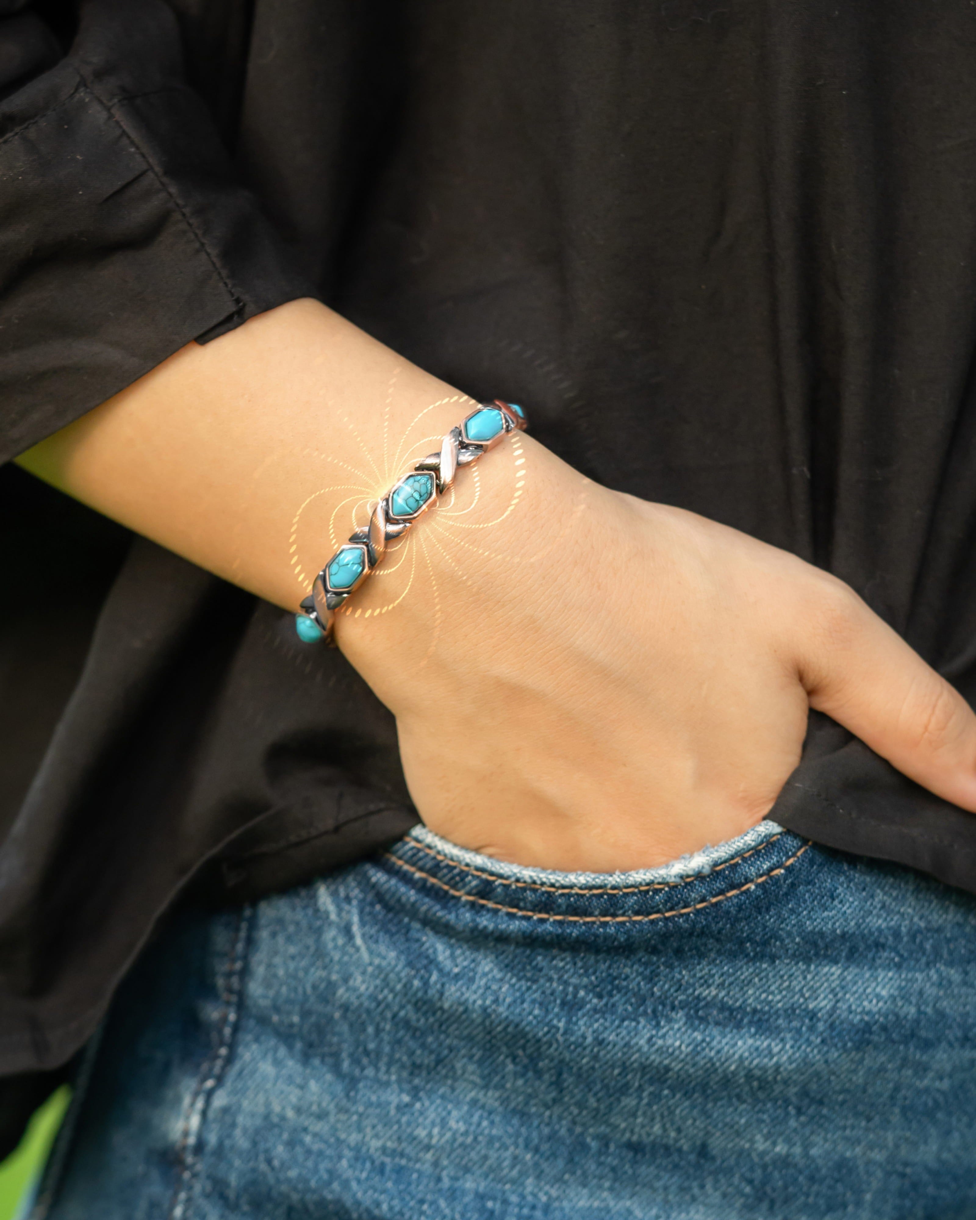 MagnetRX Women's Ultra Strength Pure Copper Magnetic Bracelet (Turquoise XO) — packaging