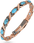 MagnetRX Women's Ultra Strength Pure Copper Magnetic Bracelet (Turquoise XO) — main product shot