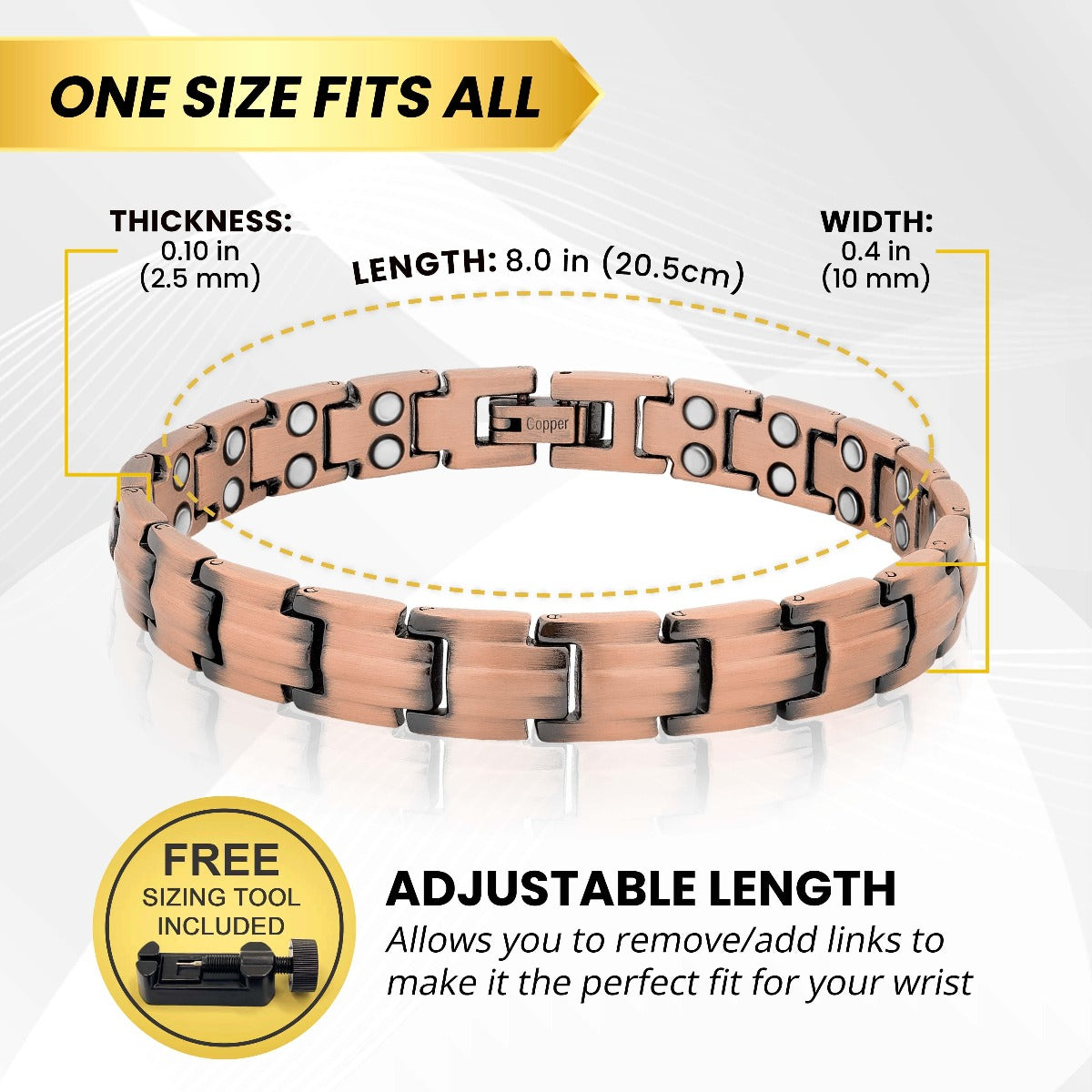 MagnetRX Women's Ultra Strength Pure Copper Magnetic Therapy Bracelet (Classic) — MagnetRX branding close-up