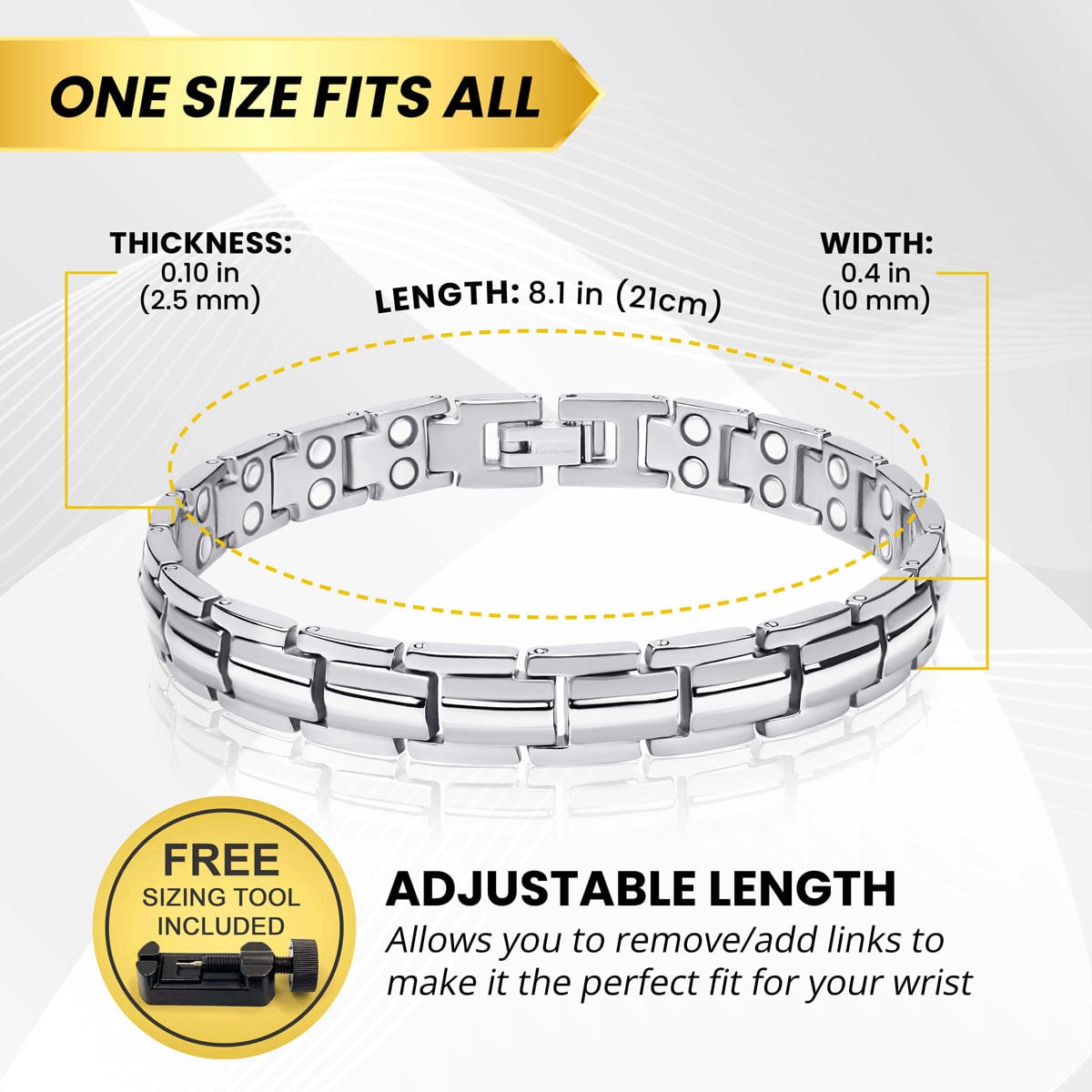MagnetRX Women's Ultra Strength Silver Titanium Magnetic Therapy Bracelet — lifestyle worn / used context