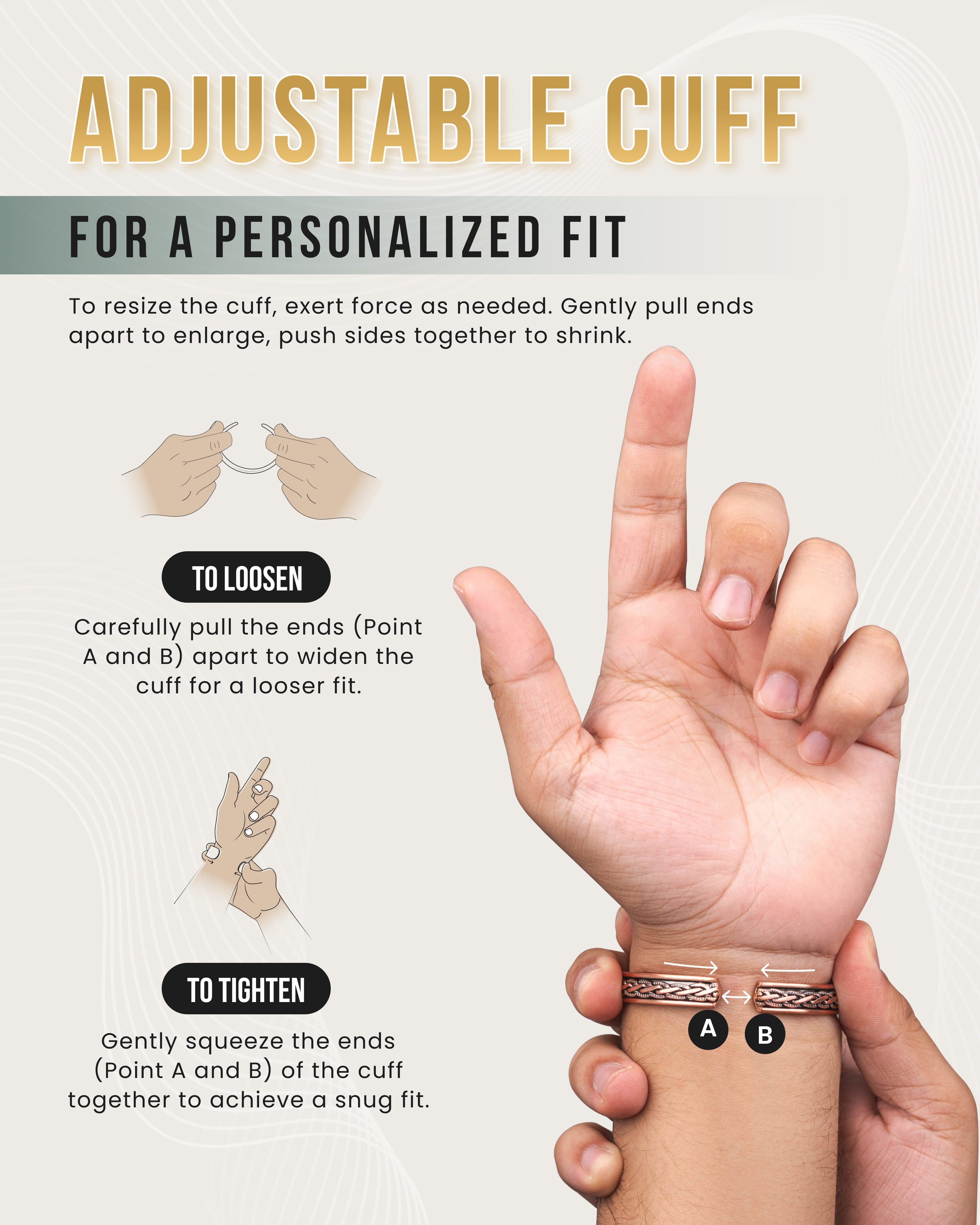 MagnetRX Woven Inlay Copper Magnetic Therapy Bracelet Bangle for Men & Women — detail shot 7