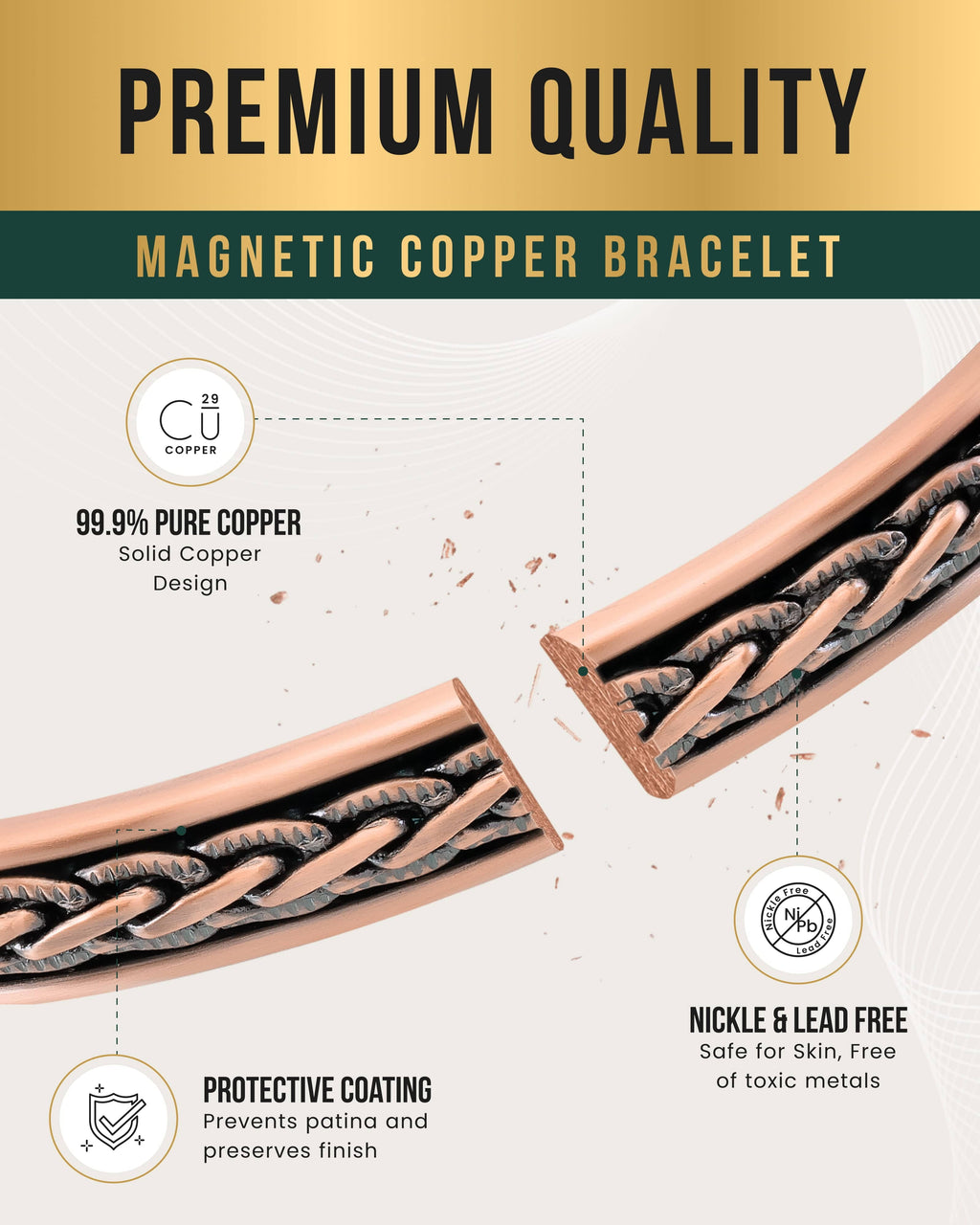 MagnetRX Woven Inlay Copper Magnetic Therapy Bracelet Bangle for Men & Women — lifestyle worn / used context