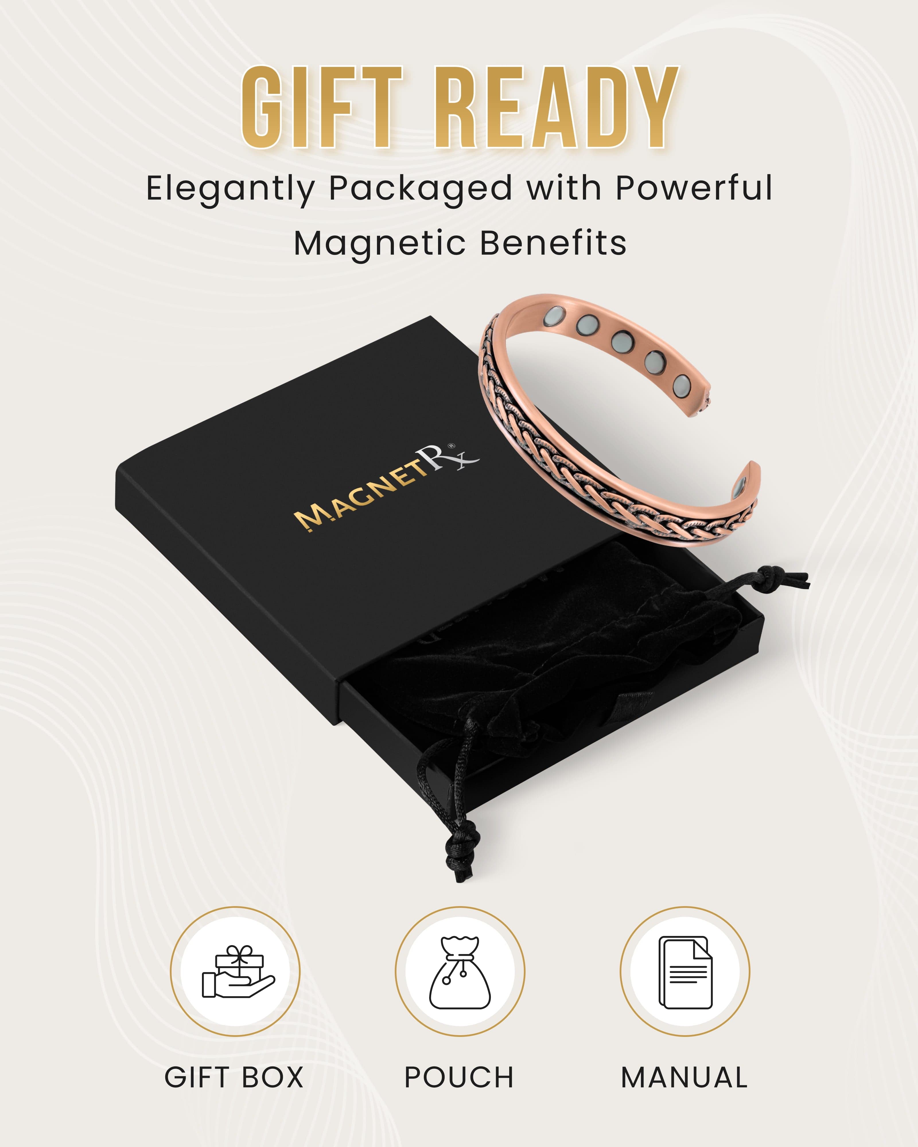 MagnetRX Woven Inlay Copper Magnetic Therapy Bracelet Bangle for Men & Women — detail shot 8