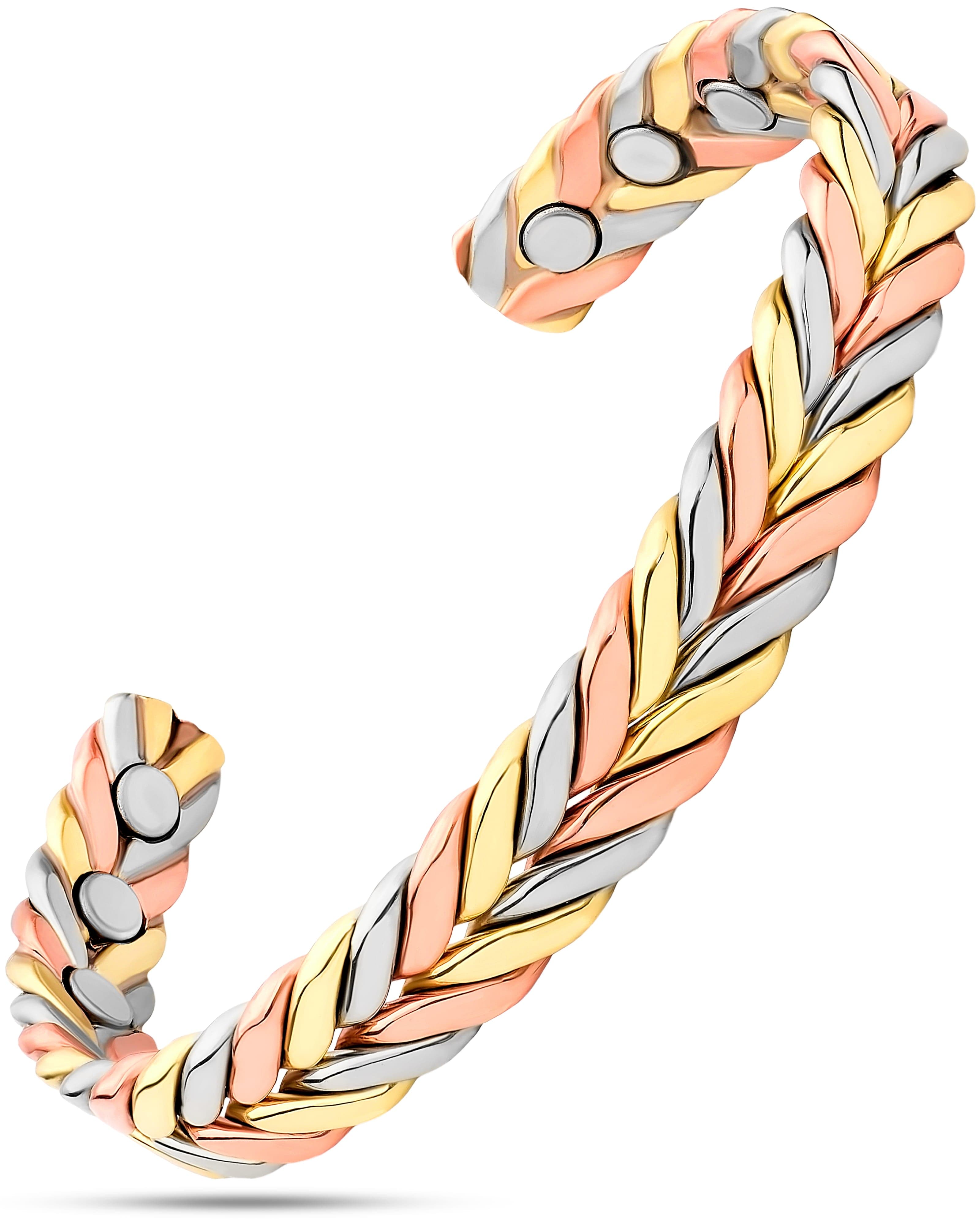 MagnetRX Woven Tri-Tone Magnetic Therapy Bracelet Cuff — main product shot
