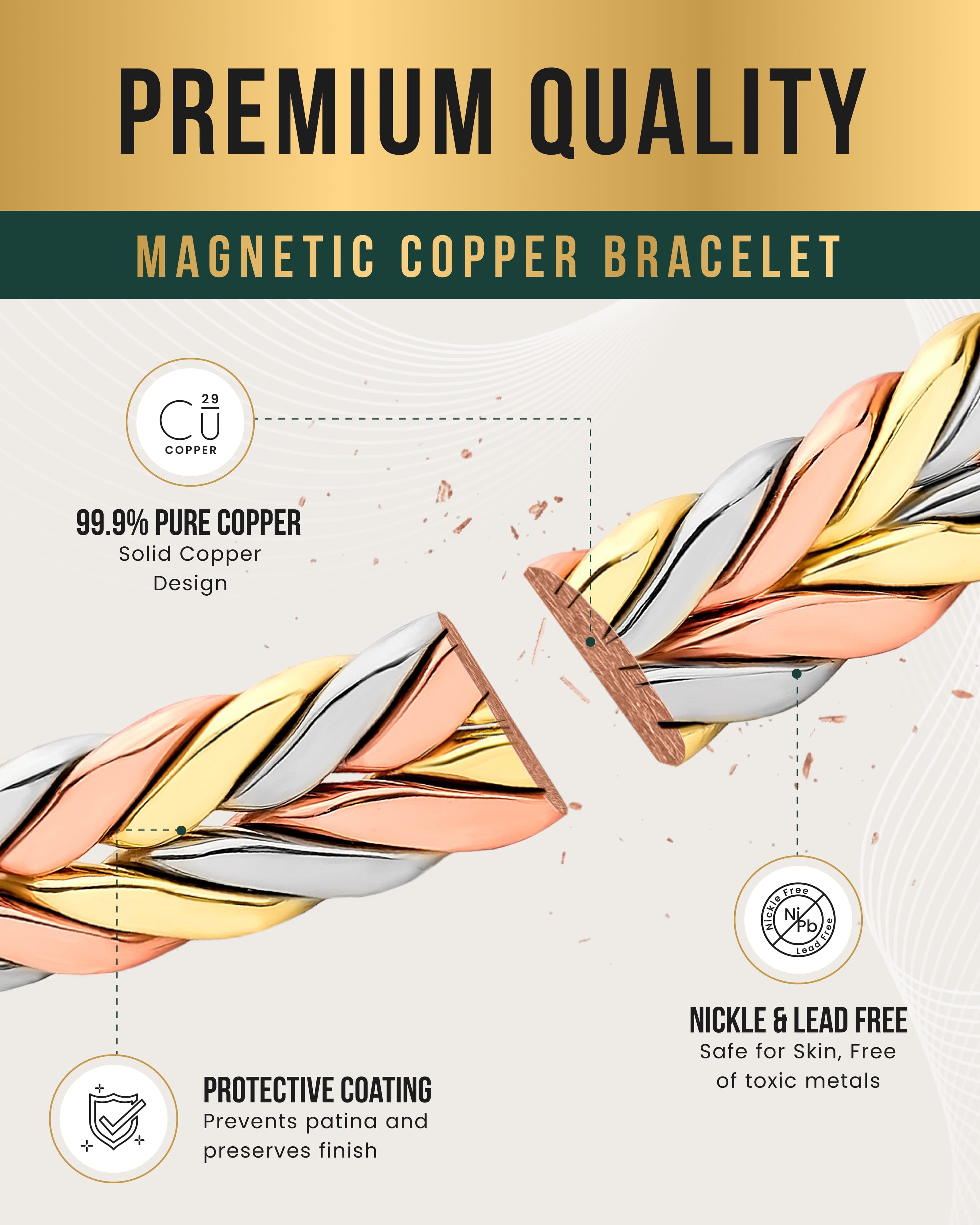 MagnetRX Woven Tri-Tone Magnetic Therapy Bracelet Cuff — lifestyle worn / used context