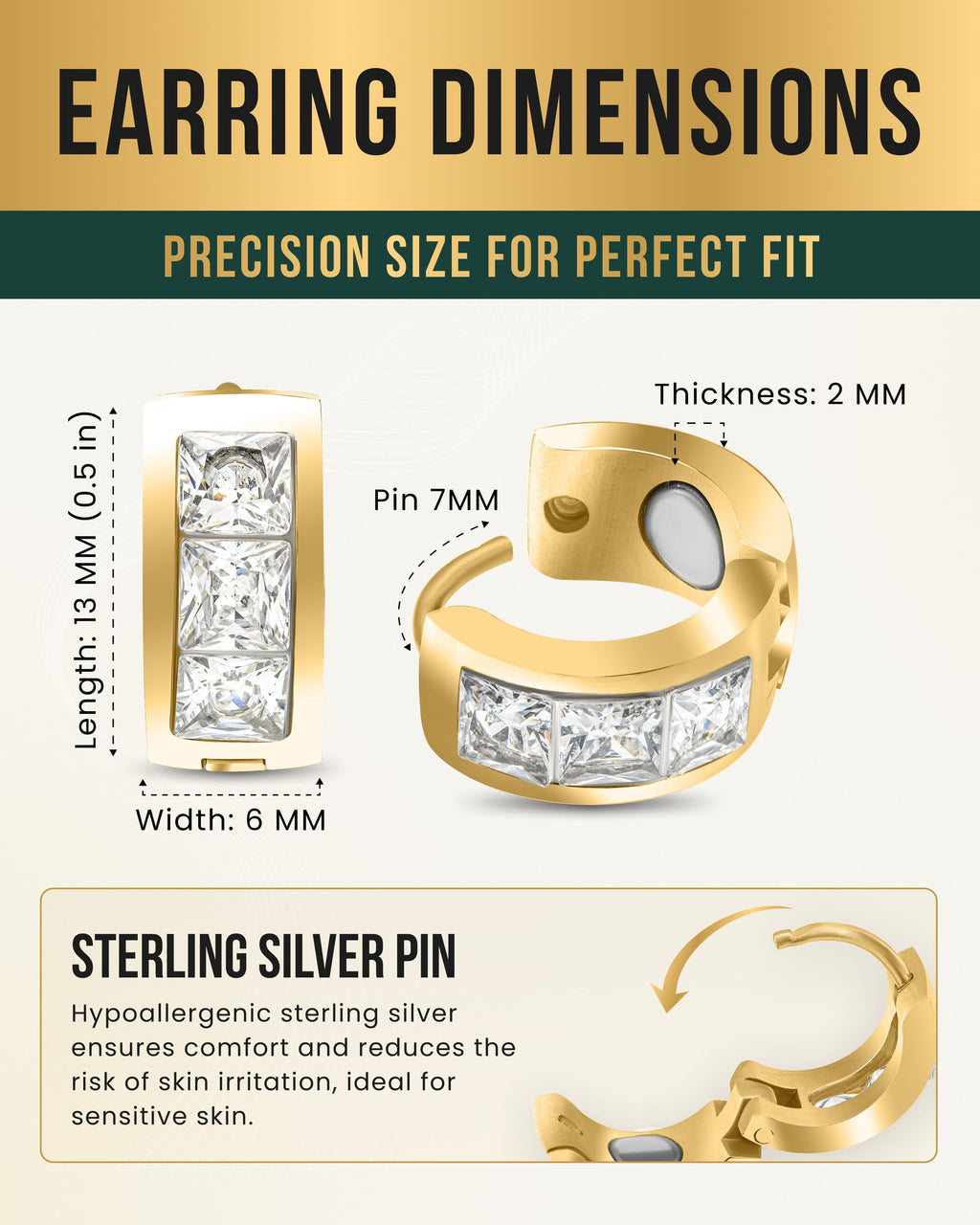 MagnetRX Crystal Magnetic Therapy Earrings for Women (Gold) — MagnetRX branding close-up