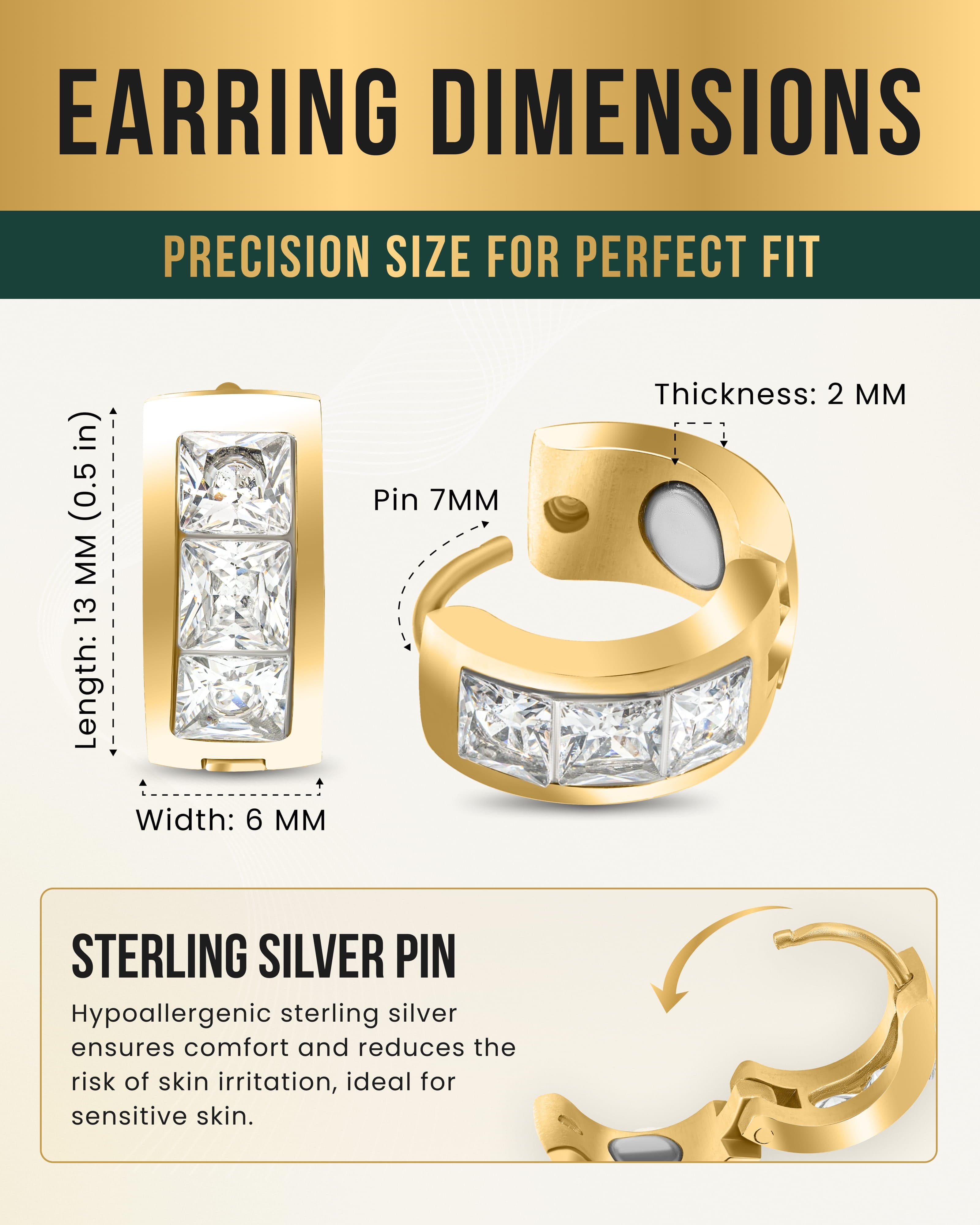 MagnetRX Crystal Magnetic Therapy Earrings for Women (Gold) — MagnetRX branding close-up
