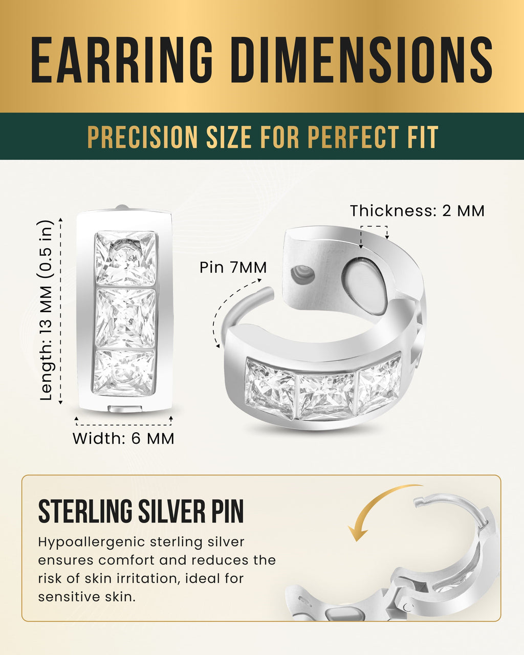 MagnetRX Crystal Magnetic Therapy Earrings for Women (Silver) — MagnetRX branding close-up
