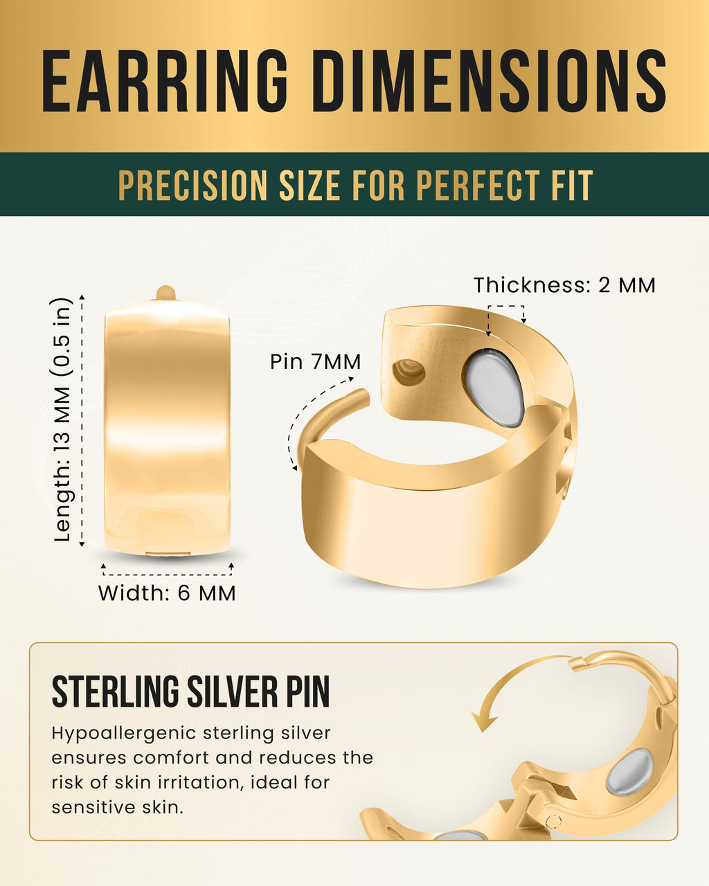 MagnetRX Polished Magnetic Therapy Earrings for Women (Gold) — MagnetRX branding close-up
