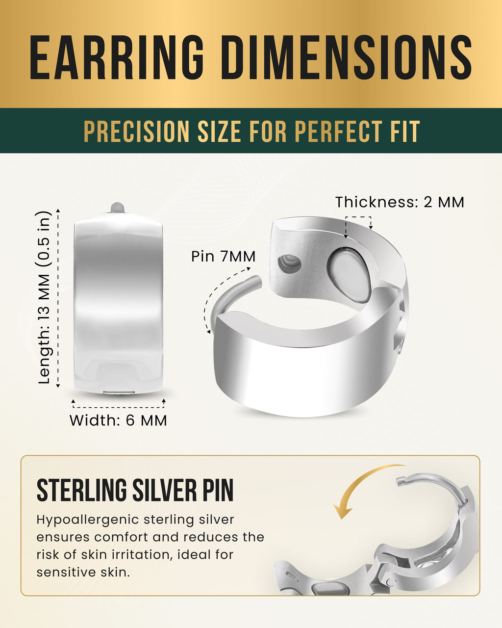 MagnetRX Polished Magnetic Therapy Earrings for Women (Silver) — MagnetRX branding close-up