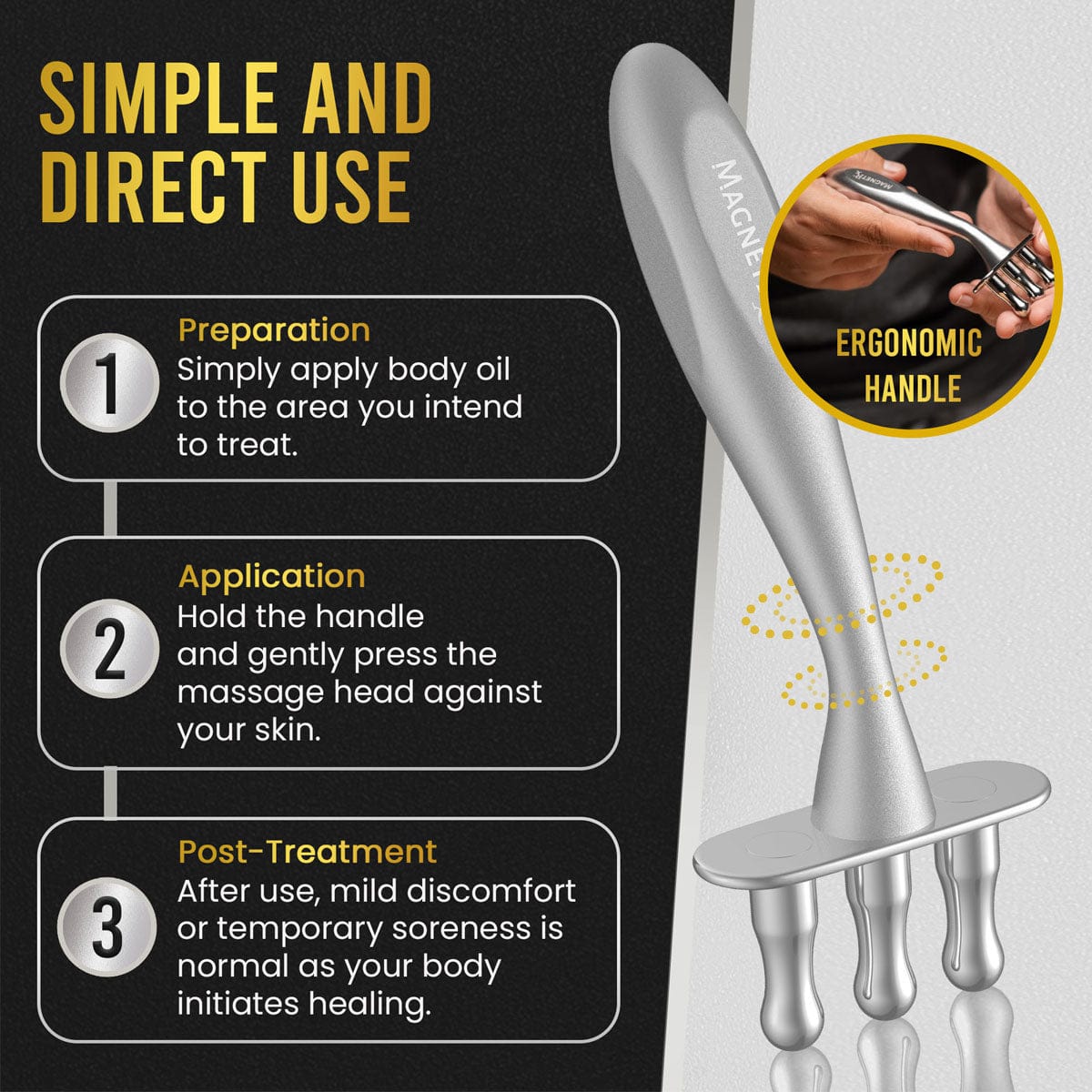 MagnetRX Magnetic Meridian Massage Fork — lifestyle worn / used context