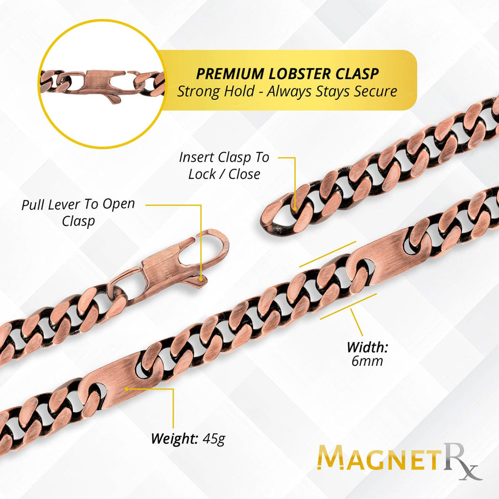 MagnetRX Copper Magnetic Therapy Necklace Curb Chain — lifestyle worn / used context