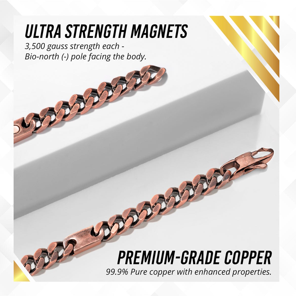 MagnetRX Copper Magnetic Therapy Necklace Curb Chain — detail shot 6