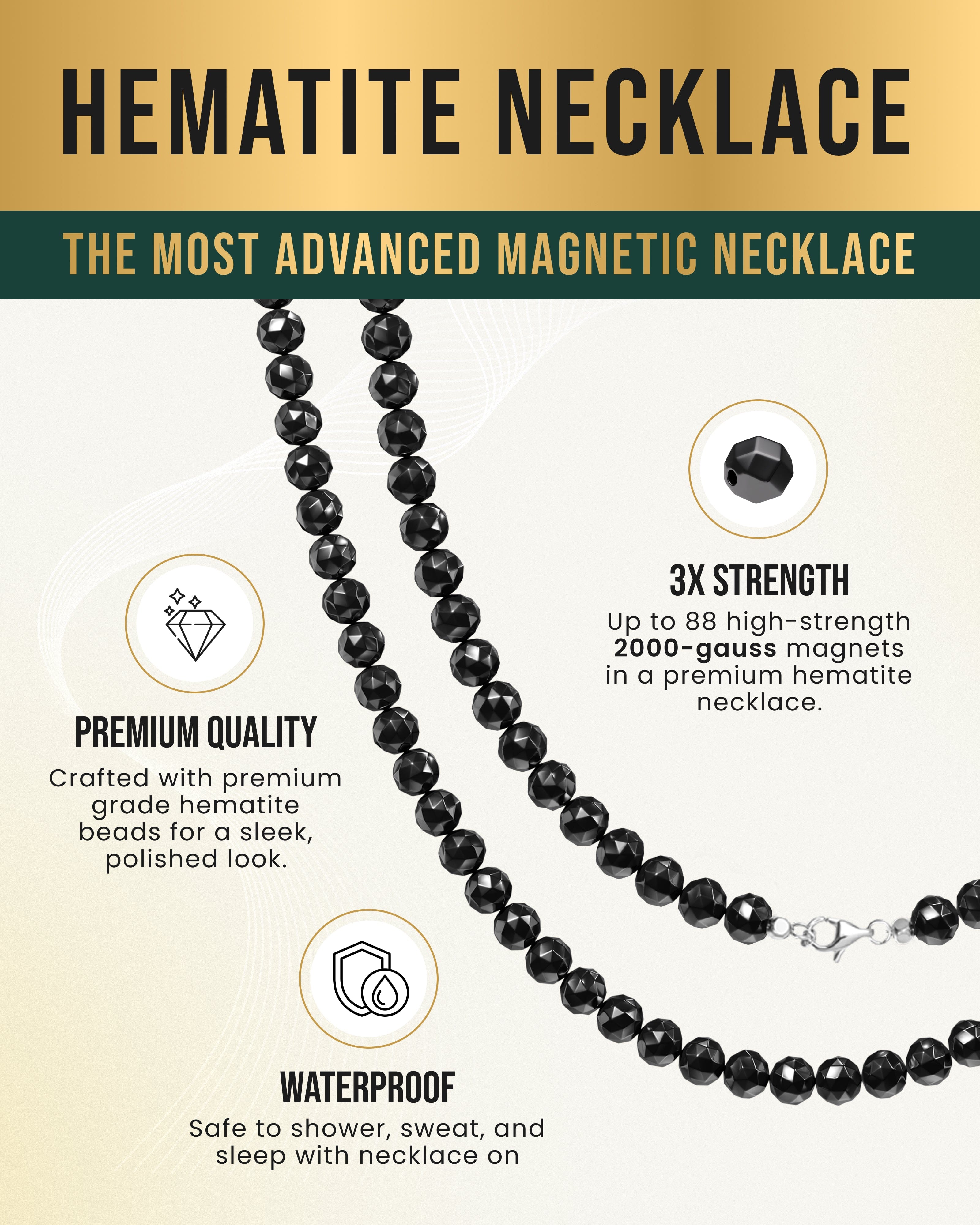 MagnetRX Magnetic Hematite Necklace (6mm Faceted Beads) — necklace category context