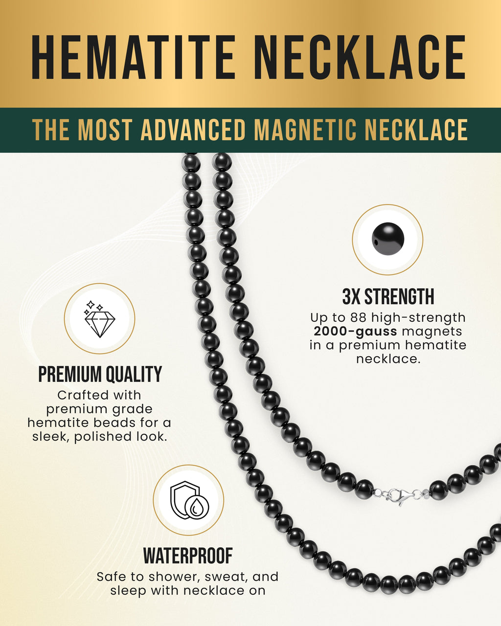 MagnetRX Magnetic Hematite Necklace (6mm Round Beads) — necklace category context