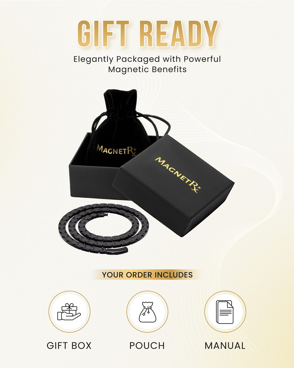 MagnetRX Powerful Black Titanium Magnetic Therapy Necklace — detail shot 7