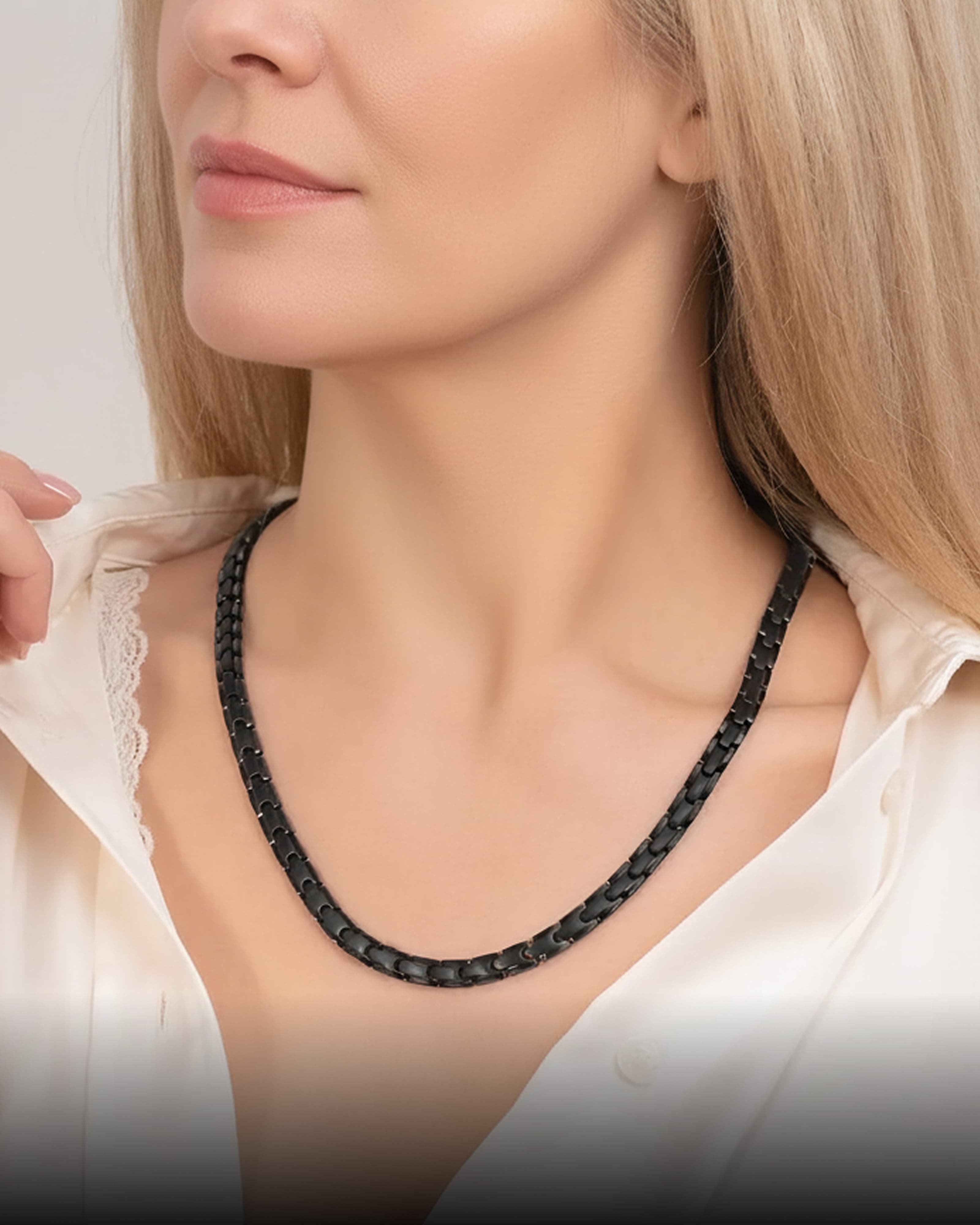 MagnetRX Powerful Black Titanium Magnetic Therapy Necklace — Black detail