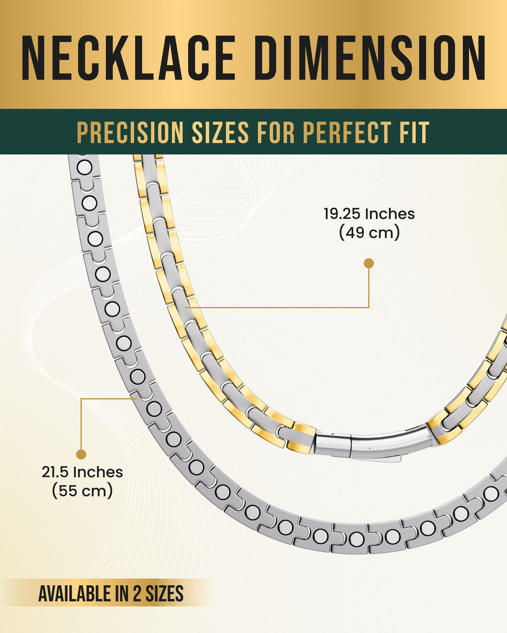 MagnetRX Powerful Silver & Gold Titanium Magnetic Therapy Necklace — lifestyle worn / used context