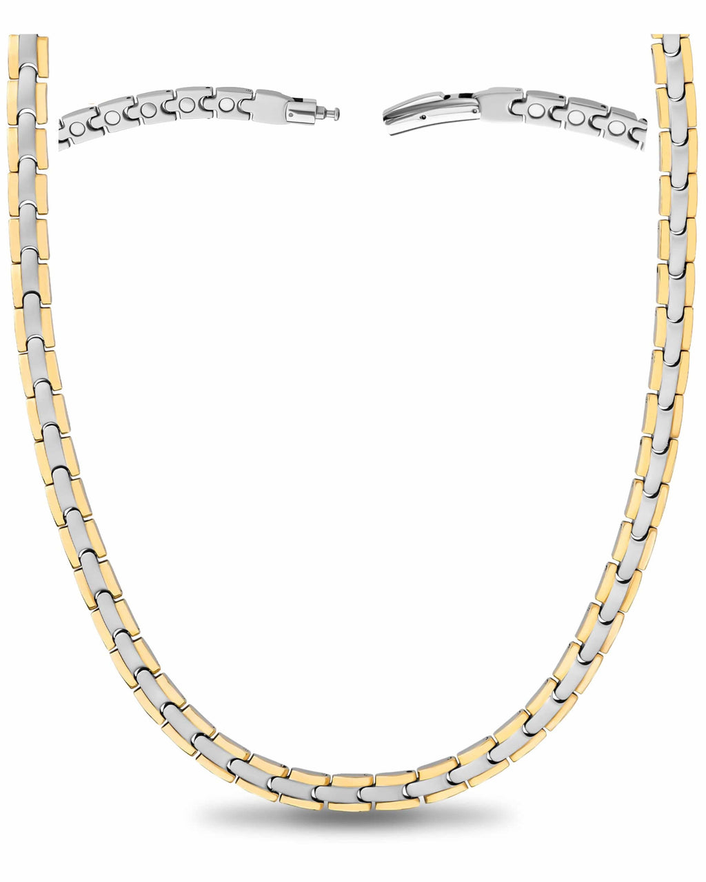 MagnetRX Powerful Silver & Gold Titanium Magnetic Therapy Necklace — main product shot
