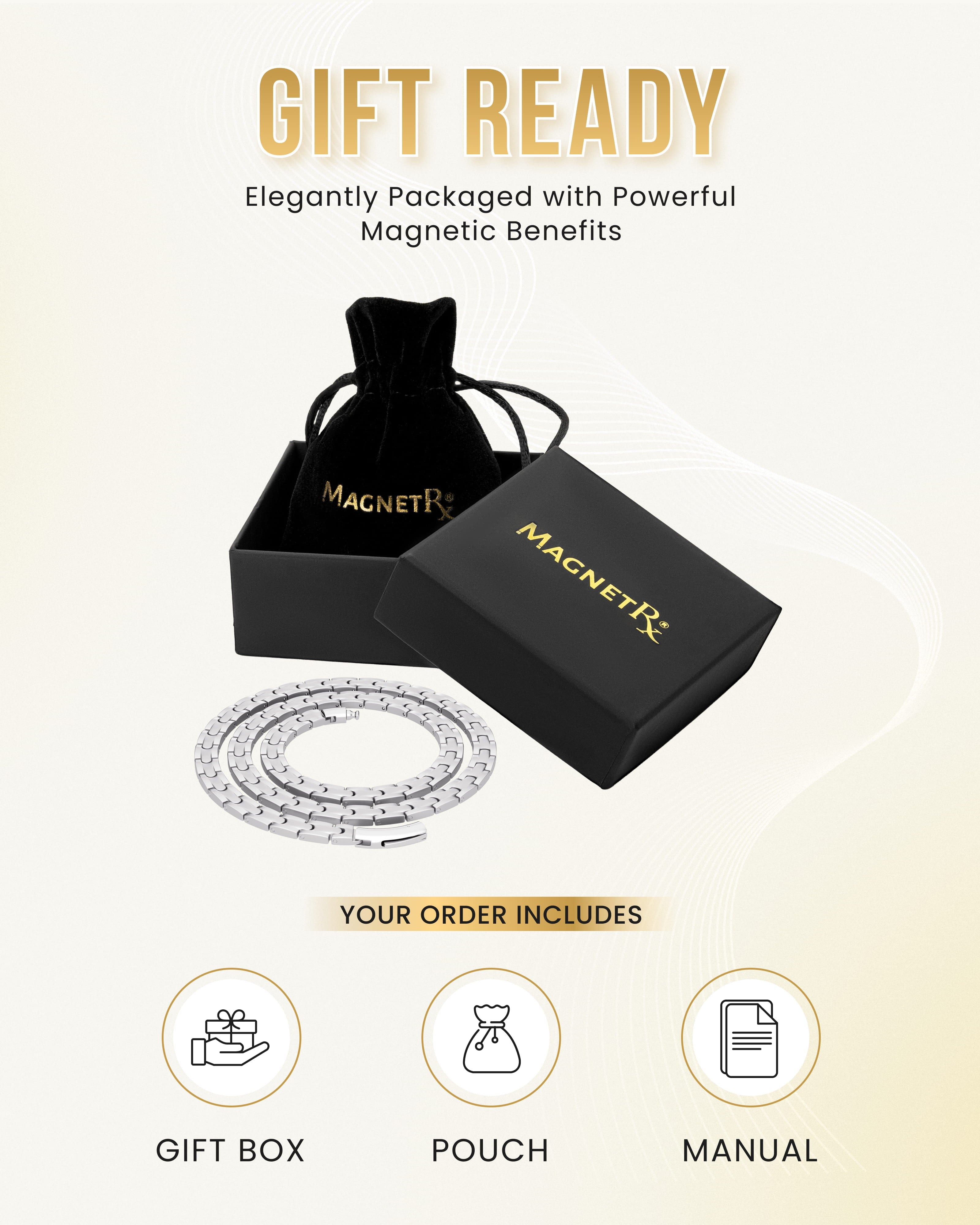 MagnetRX Powerful Silver Titanium Magnetic Therapy Necklace — detail shot 6