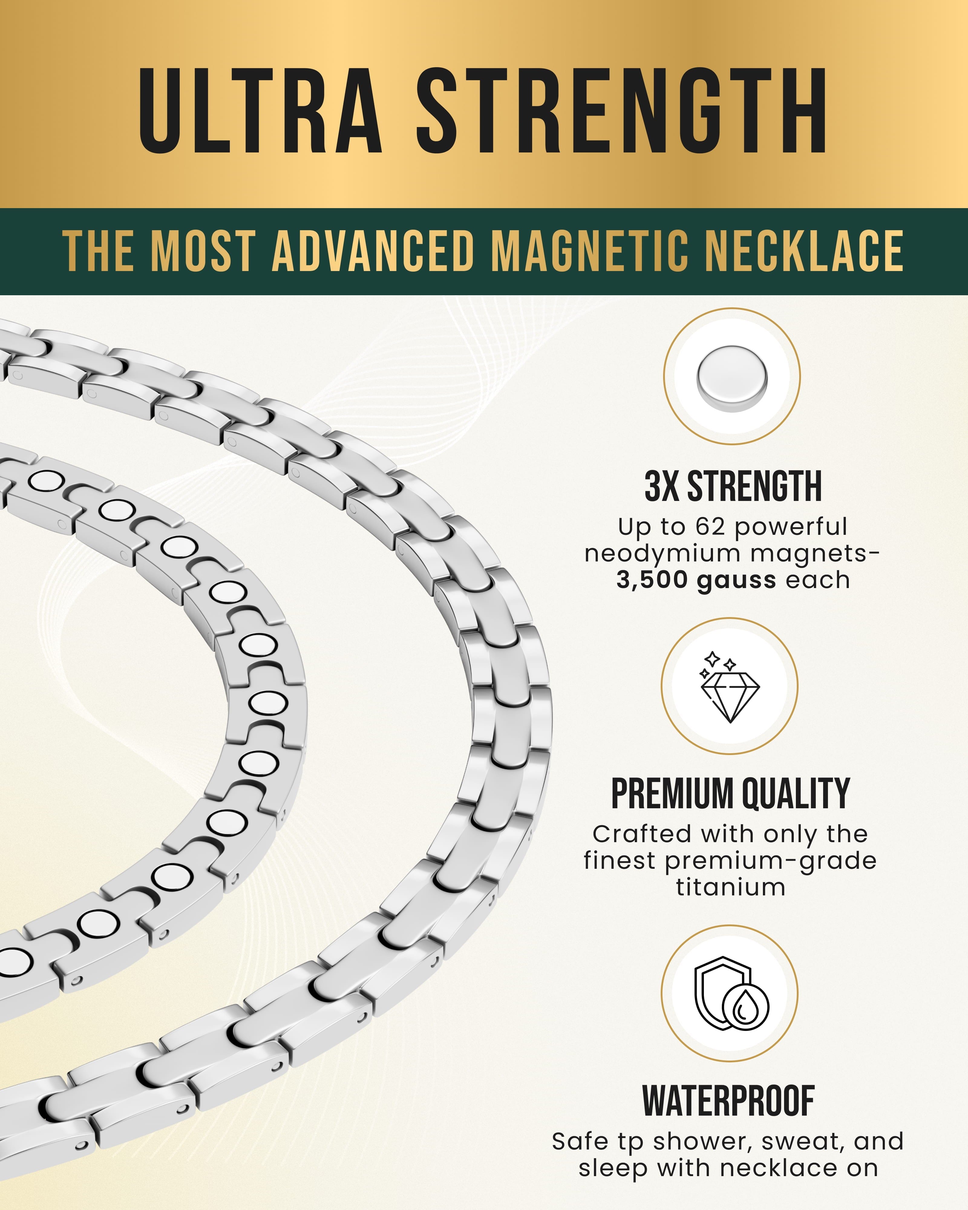 MagnetRX Powerful Silver Titanium Magnetic Therapy Necklace — necklace category context