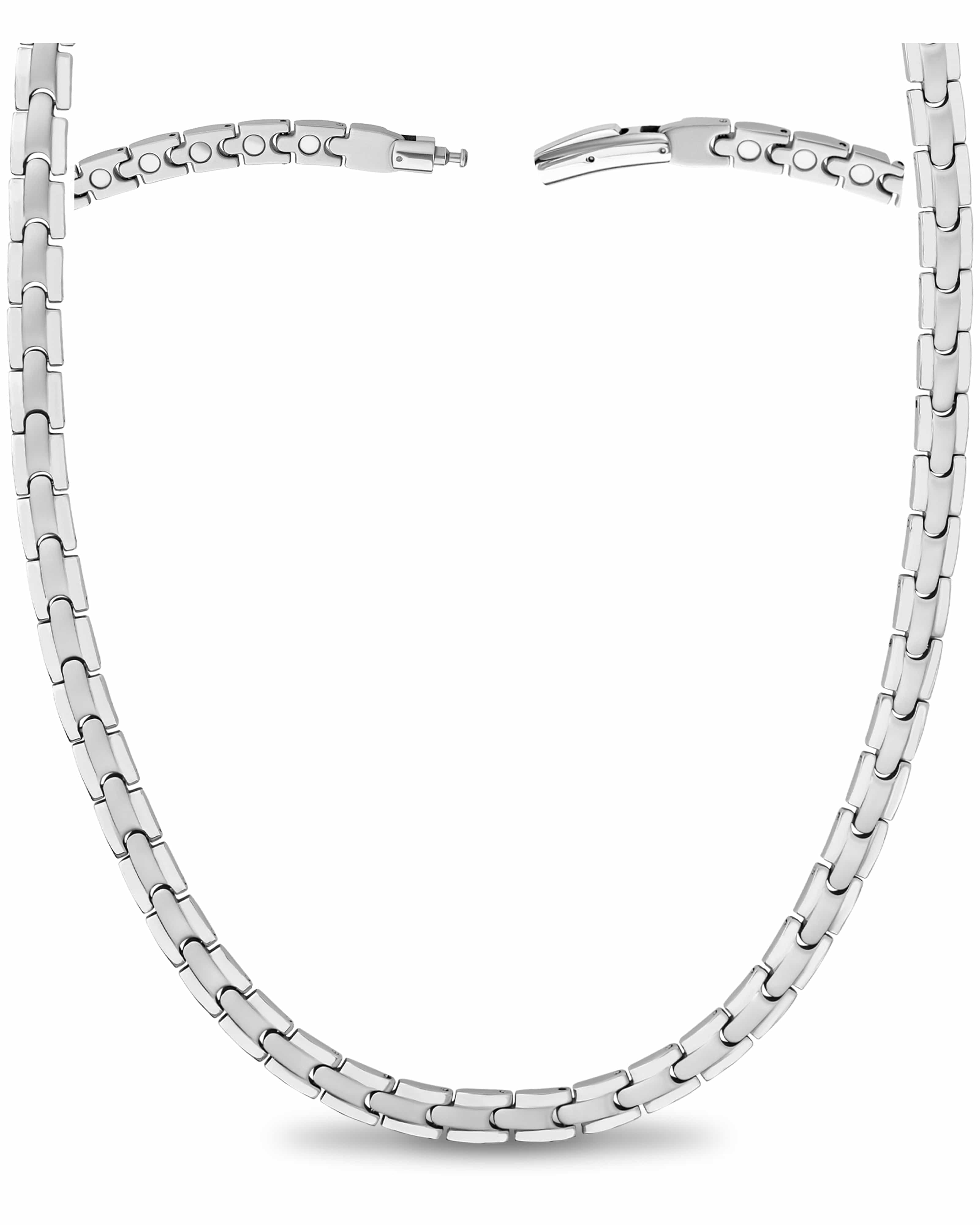 MagnetRX Powerful Silver Titanium Magnetic Therapy Necklace — main product shot