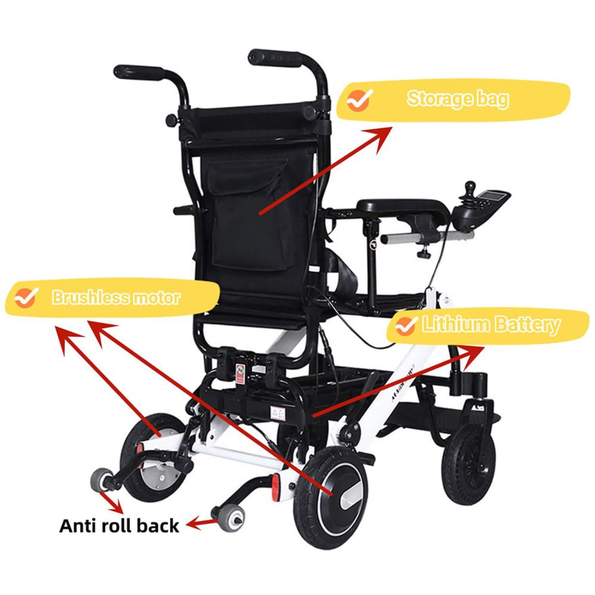 Maidesite 17.5-Inch 500W Wide Seat Lightweight Electric Folding Wheelchair (SAK33689) – SAKSBY WHOLESALE, view 9