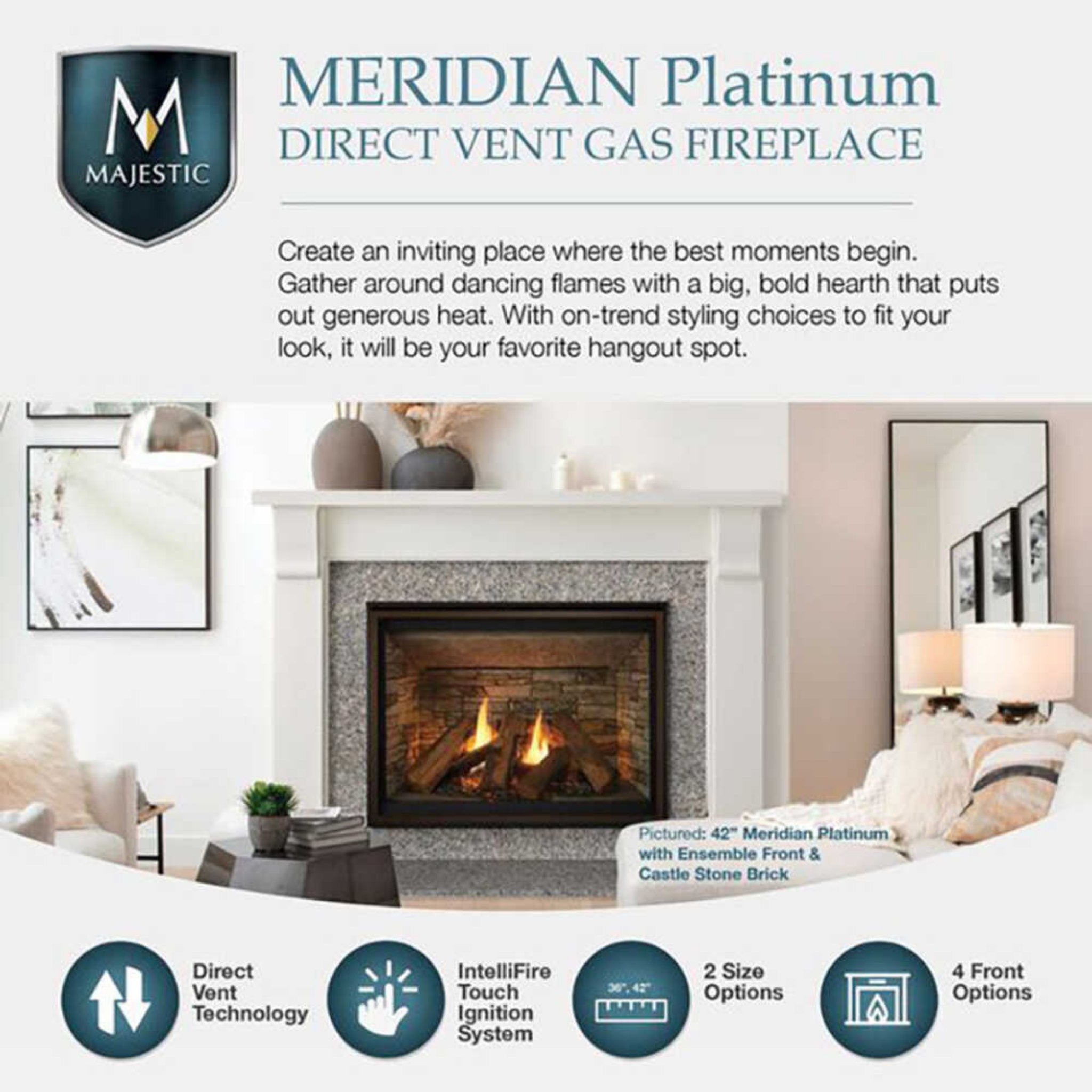 Majestic Meridian 36-Inch Platinum Natural Gas Fireplace [MER36PN] (SAK43751) – SAKSBY WHOLESALE, view 11