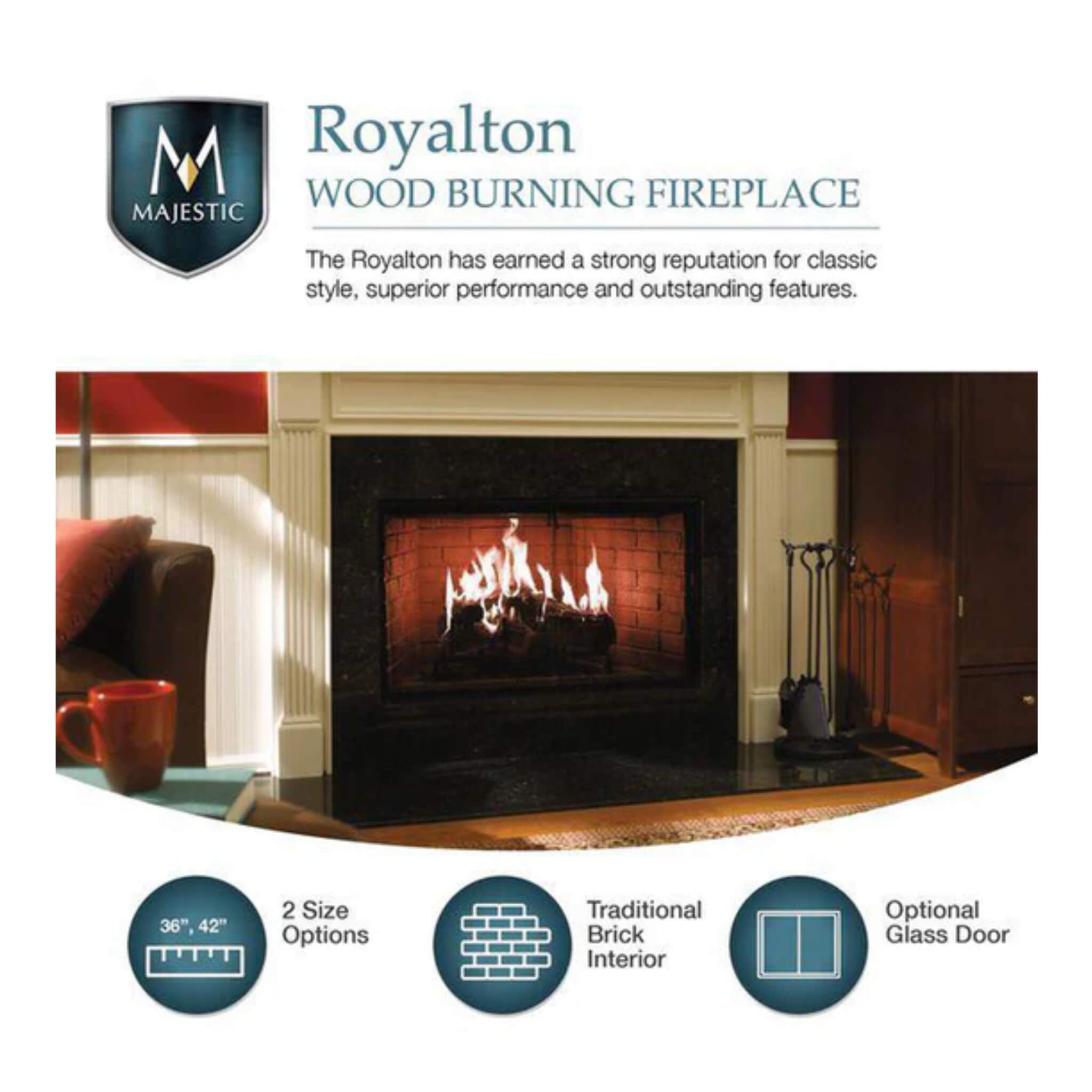 Majestic Royalton 42-Inch Wood-Burning Fireplace With Invisible Smoke Shield [BE42] (SAK14346) – SAKSBY WHOLESALE, view 5