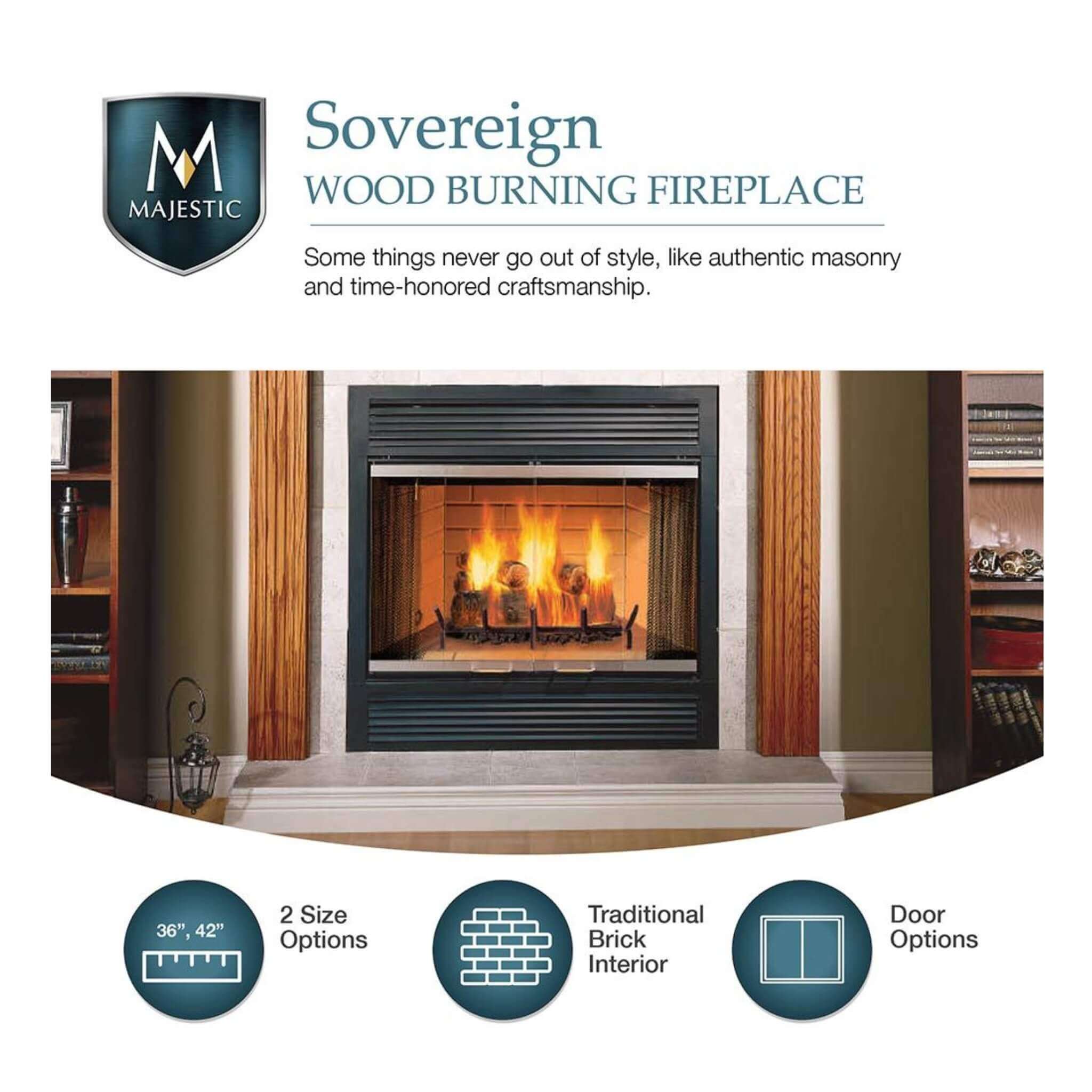 Majestic Sovereign 42-Inch Black Wood Burning Fireplace [SA42R/C] (SAK59347) – SAKSBY WHOLESALE, view 5
