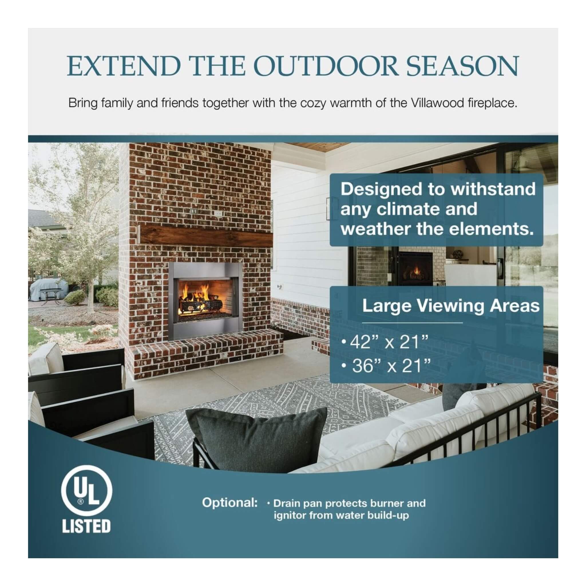 Majestic Villawood 42-Inch Traditional Refractory Outdoor Wood Burning Fireplace [ODVILLA-42T-B] (SAK14358) – SAKSBY WHOLESAL