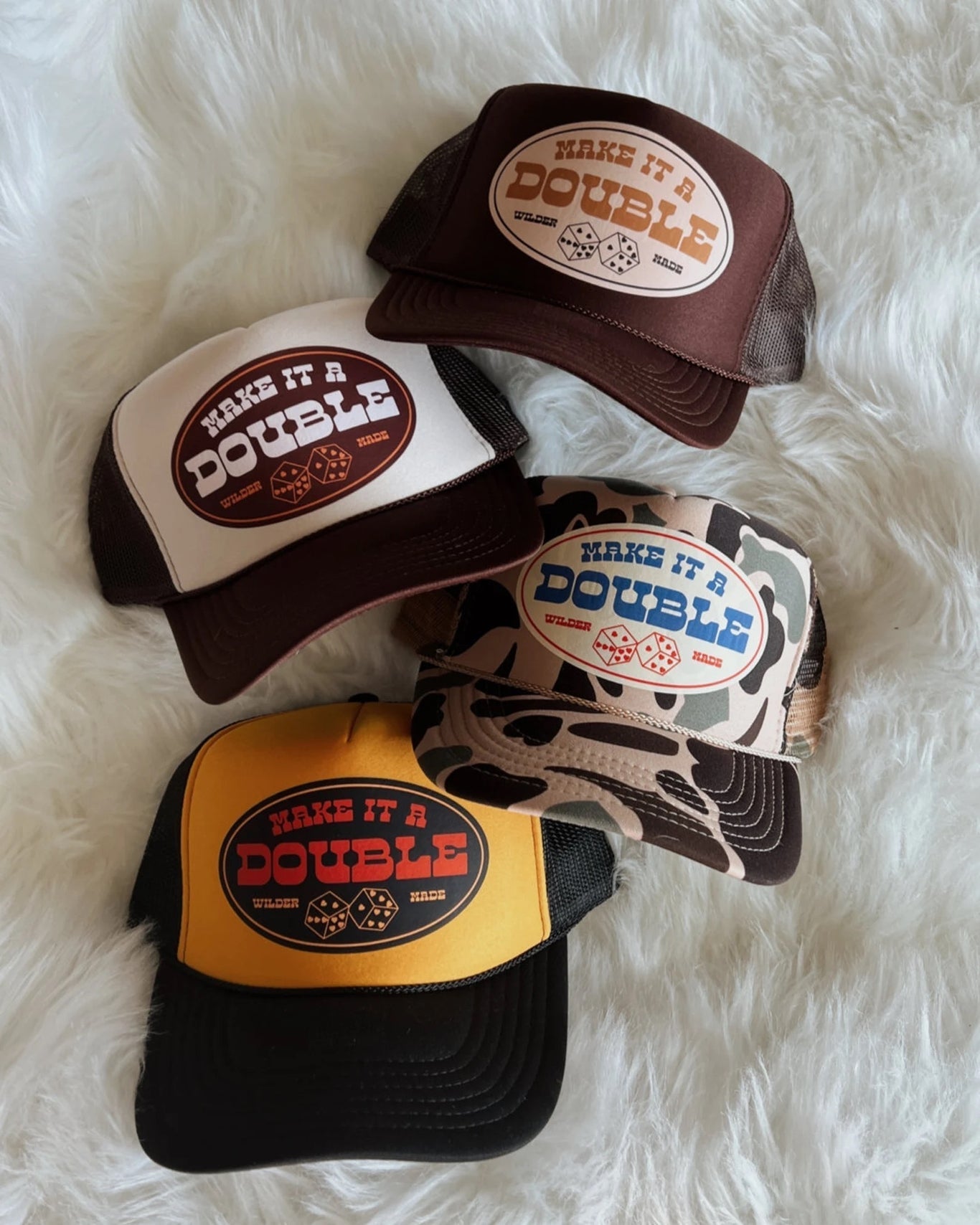 Wild Junkie Make It A Double Camo Trucker Hat — construction detail