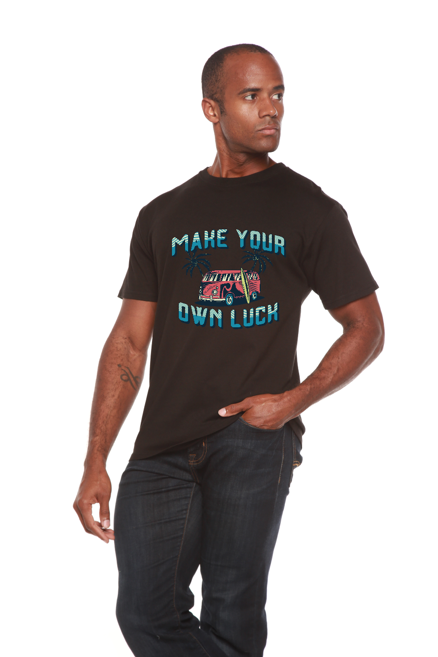Spun Bamboo Make your own luck Men's Bamboo Viscose/Organic Cotton Short Sleeve Graphic T-Shirt — alternative angle