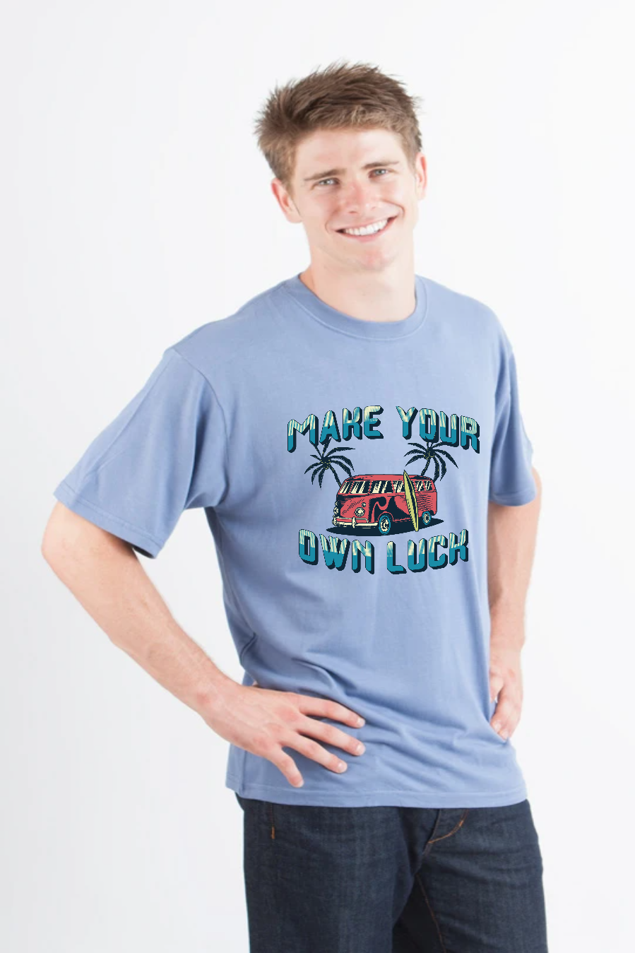 Spun Bamboo Make your own luck Men's Bamboo Viscose/Organic Cotton Short Sleeve Graphic T-Shirt — side view
