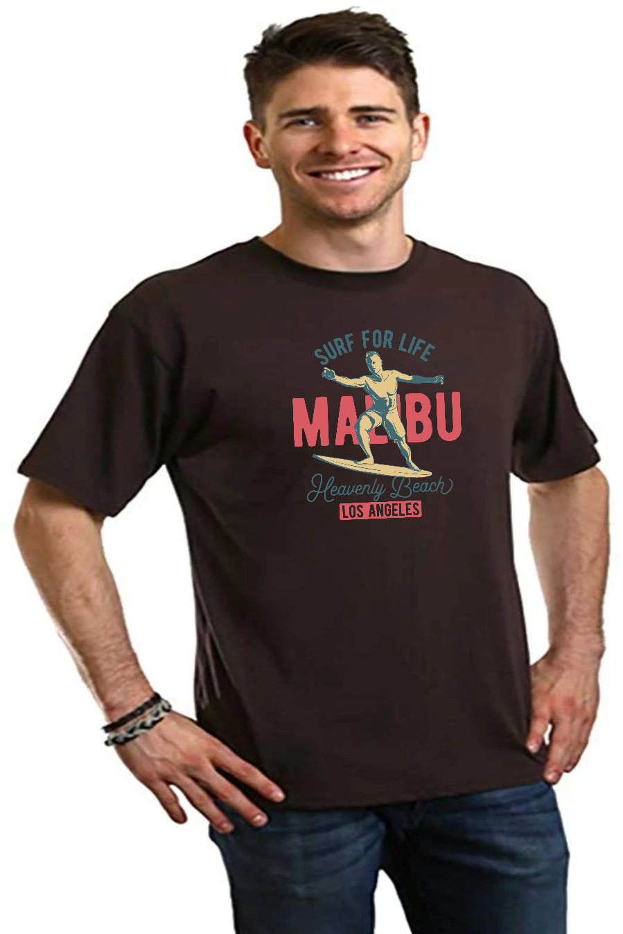 Spun Bamboo MALIBU Men's Bamboo Viscose/Organic Cotton Short Sleeve Graphic T-Shirt — back view