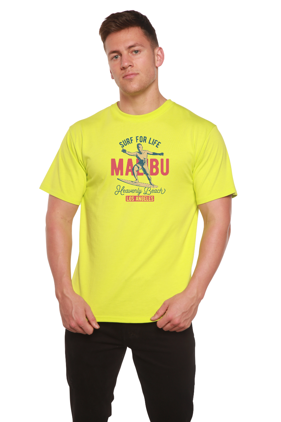 Spun Bamboo MALIBU Men's Bamboo Viscose/Organic Cotton Short Sleeve Graphic T-Shirt — side view