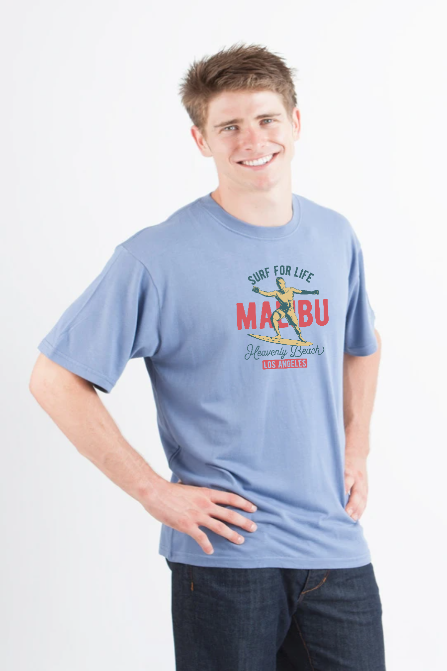 Spun Bamboo MALIBU Men's Bamboo Viscose/Organic Cotton Short Sleeve Graphic T-Shirt — size reference