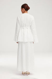 Mamba White Eyelet Maxi Skirt Clothing Veiled 