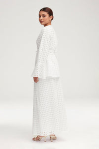 Mamba White Eyelet Tie Front Top Clothing Veiled 