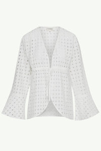 Mamba White Eyelet Tie Front Top Clothing Veiled 