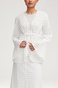 Mamba White Eyelet Tie Front Top Clothing Veiled 