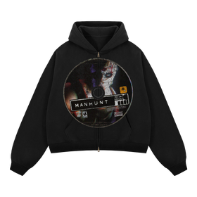 Manhunt Zip Up Cropped Boxy Hoodie Unisex Streetwear 380 GSM Heavyweight Sweatshirt For Cold Weather