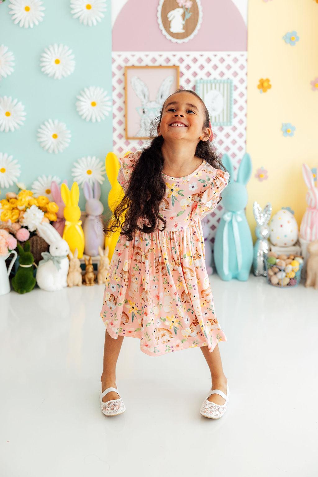 Mila & Rose ® Chicks & Bunnies Ruffle Twirl Dress — back view