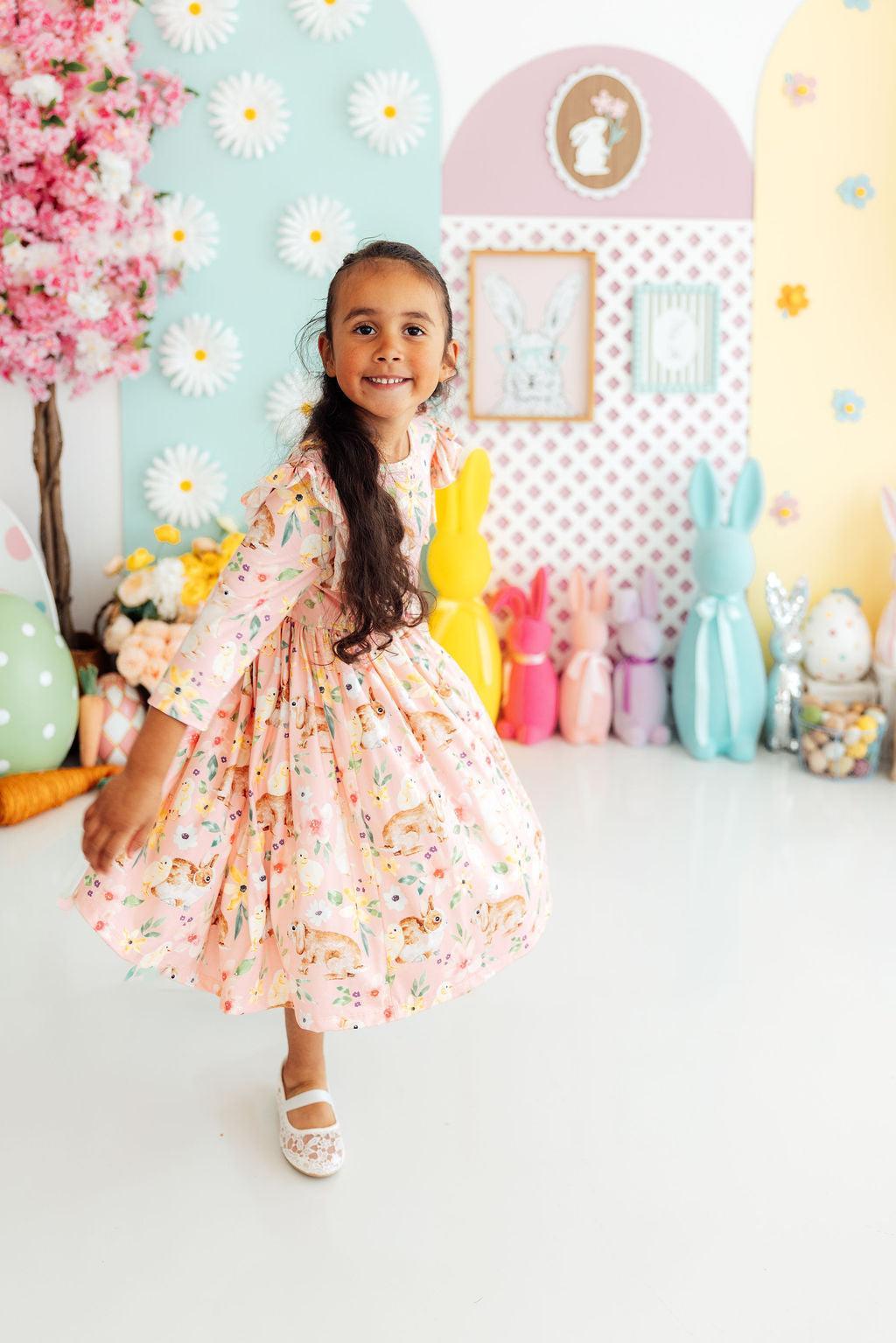 Mila & Rose ® Chicks & Bunnies Ruffle Twirl Dress — side view