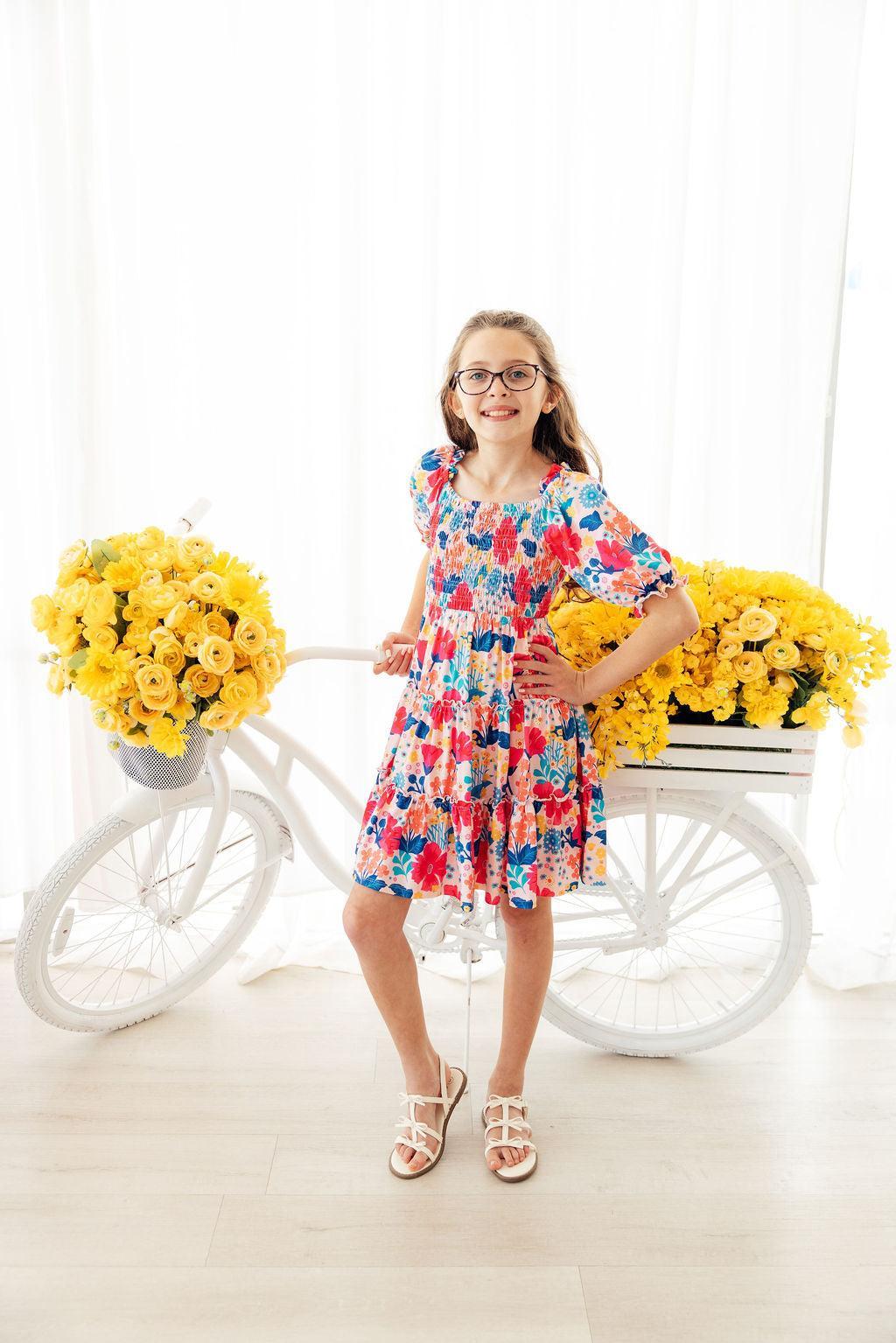 Mila & Rose ® Sunshine Garden Smocked Ruffle Dress — color detail